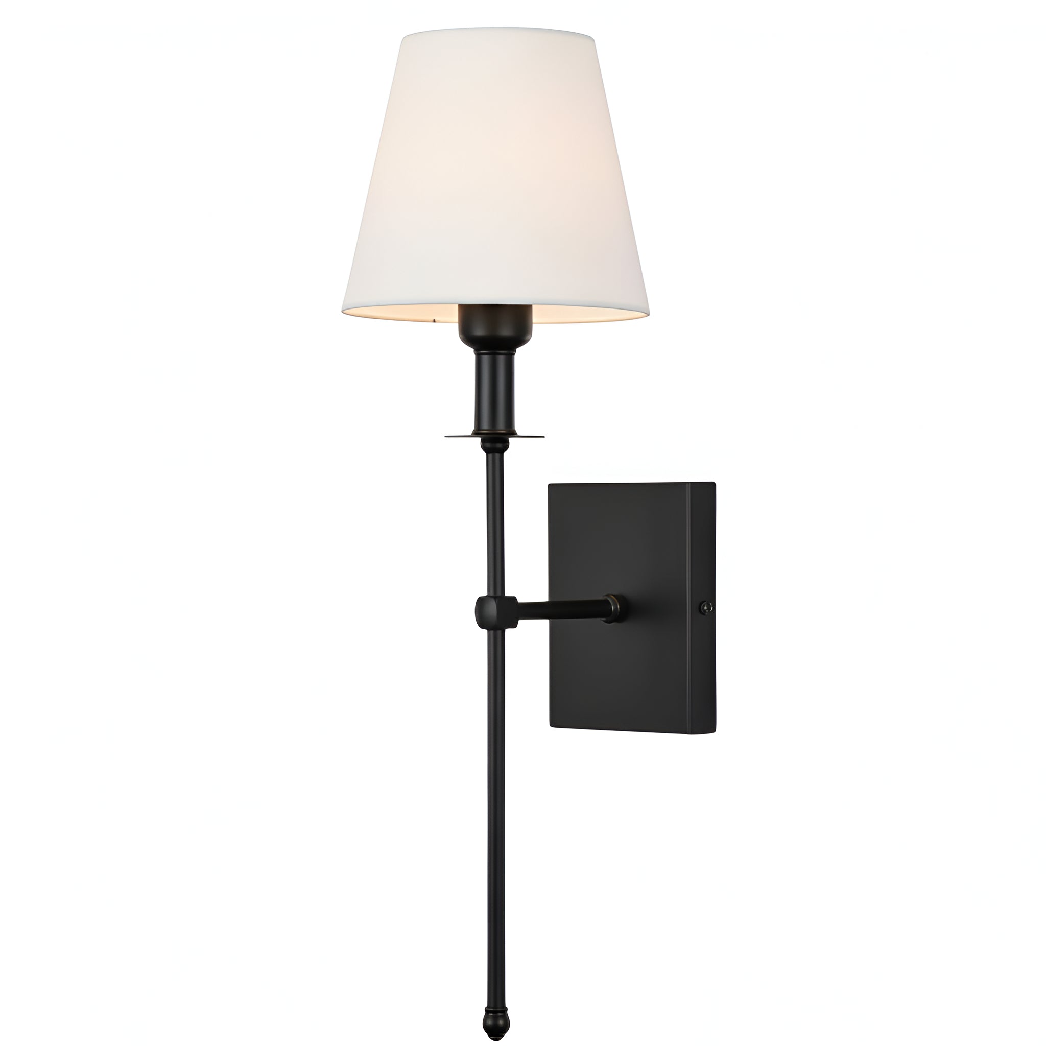 Rustic Black Swing Arm Wall Lamp with White Shade