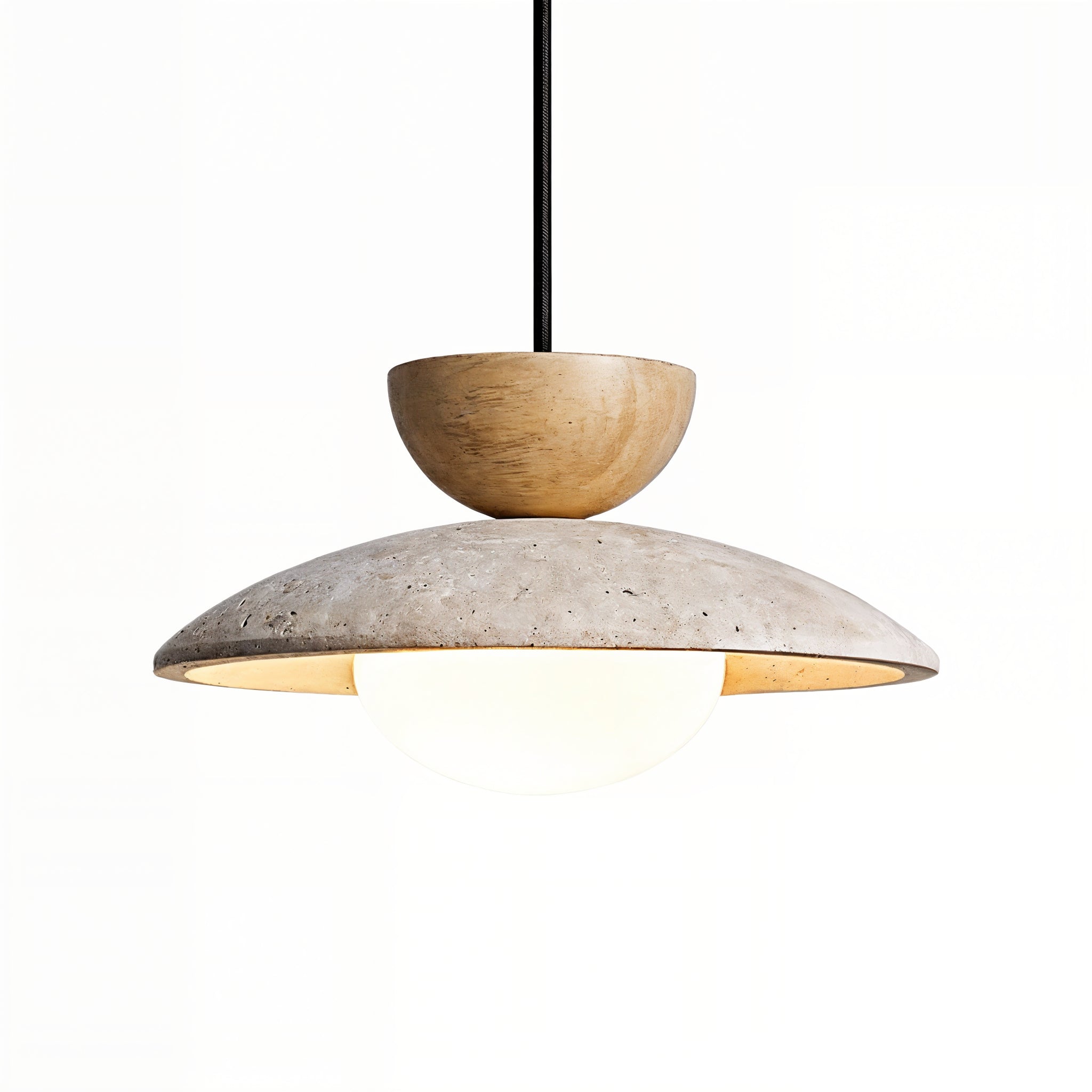 Wood Concrete Pendant Light - Modern Elegant Hanging Lamp