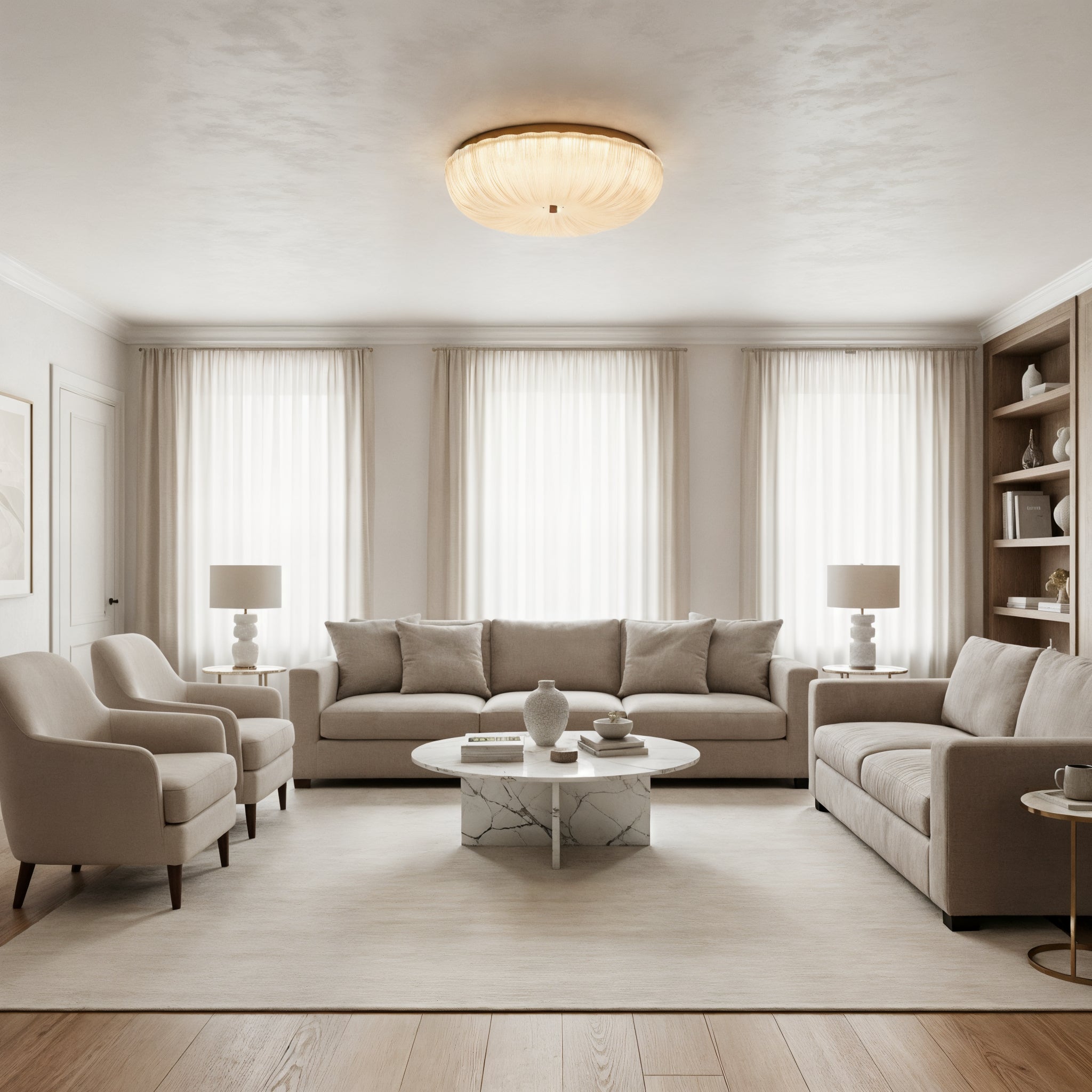 Modern Elegant Fluted Glass Flush Mount Ceiling Light