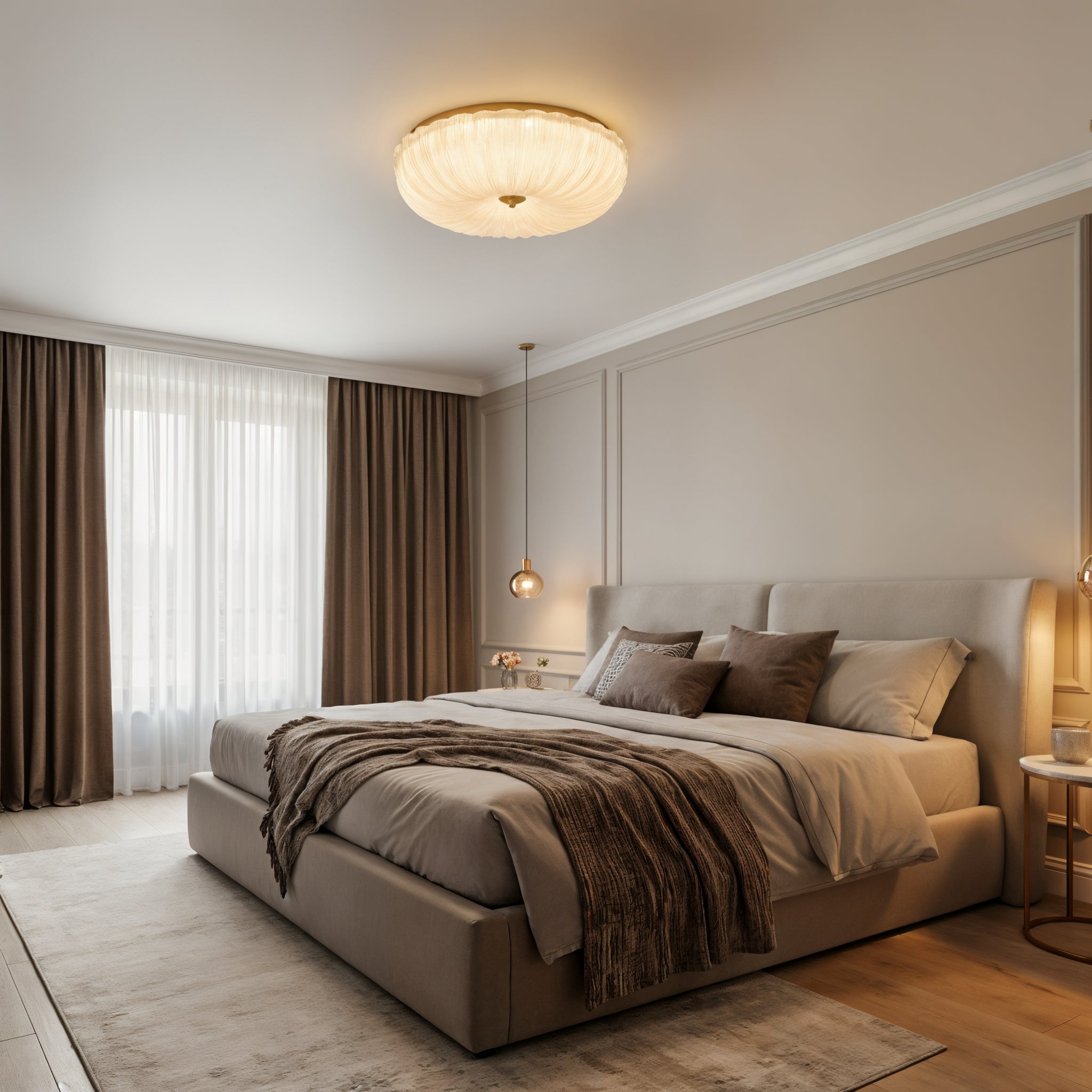 Modern Elegant Fluted Glass Flush Mount Ceiling Light