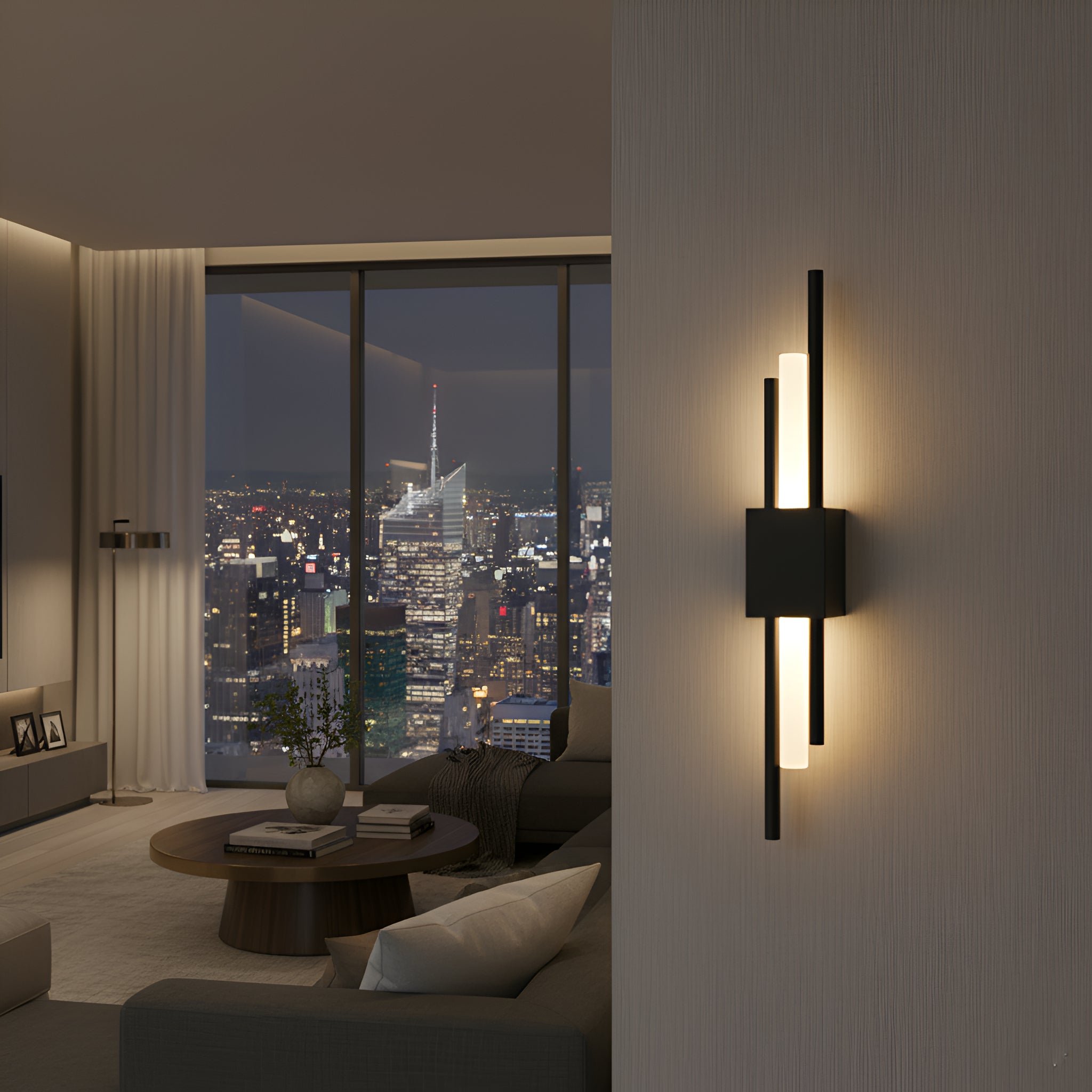 Black LED Linear Wall Sconce - Modern Up Down Light