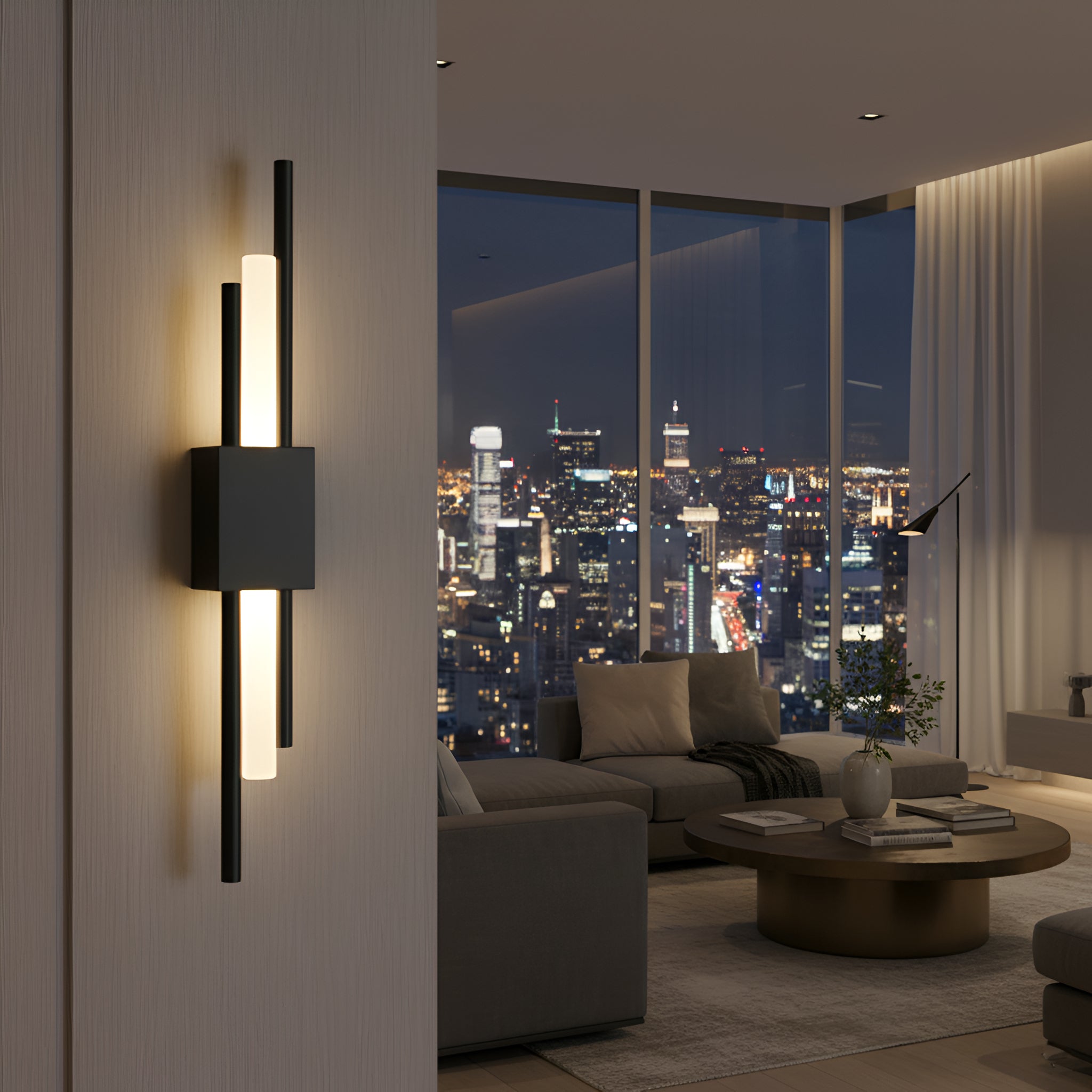 Black LED Linear Wall Sconce - Modern Up Down Light