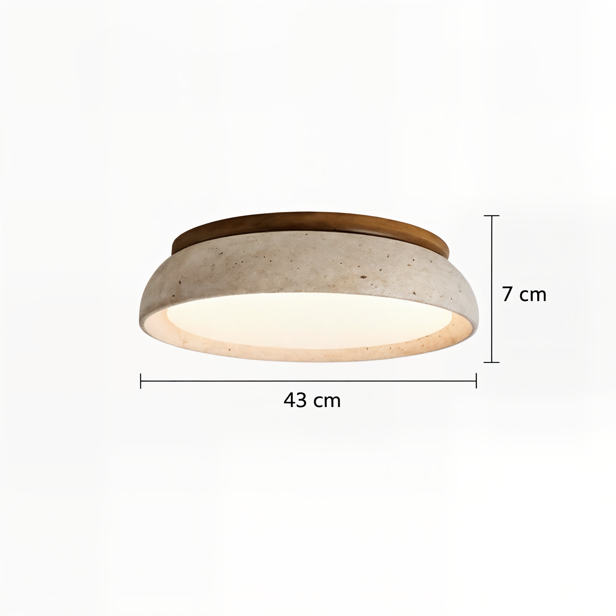 Concrete Flush Mount Ceiling Light with Wood Accent