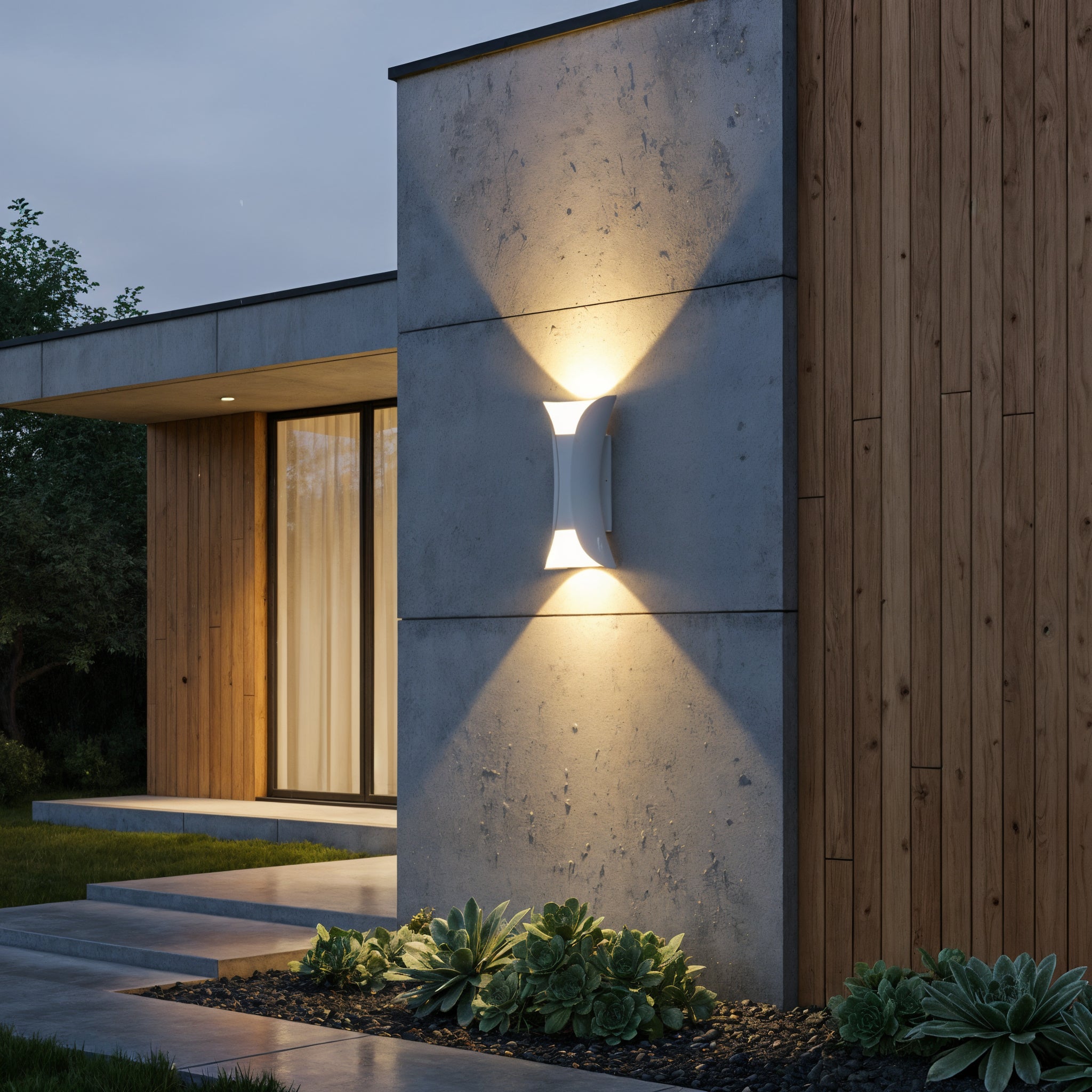 Curved LED Wall Sconce - Up Down Outdoor Light Fixture