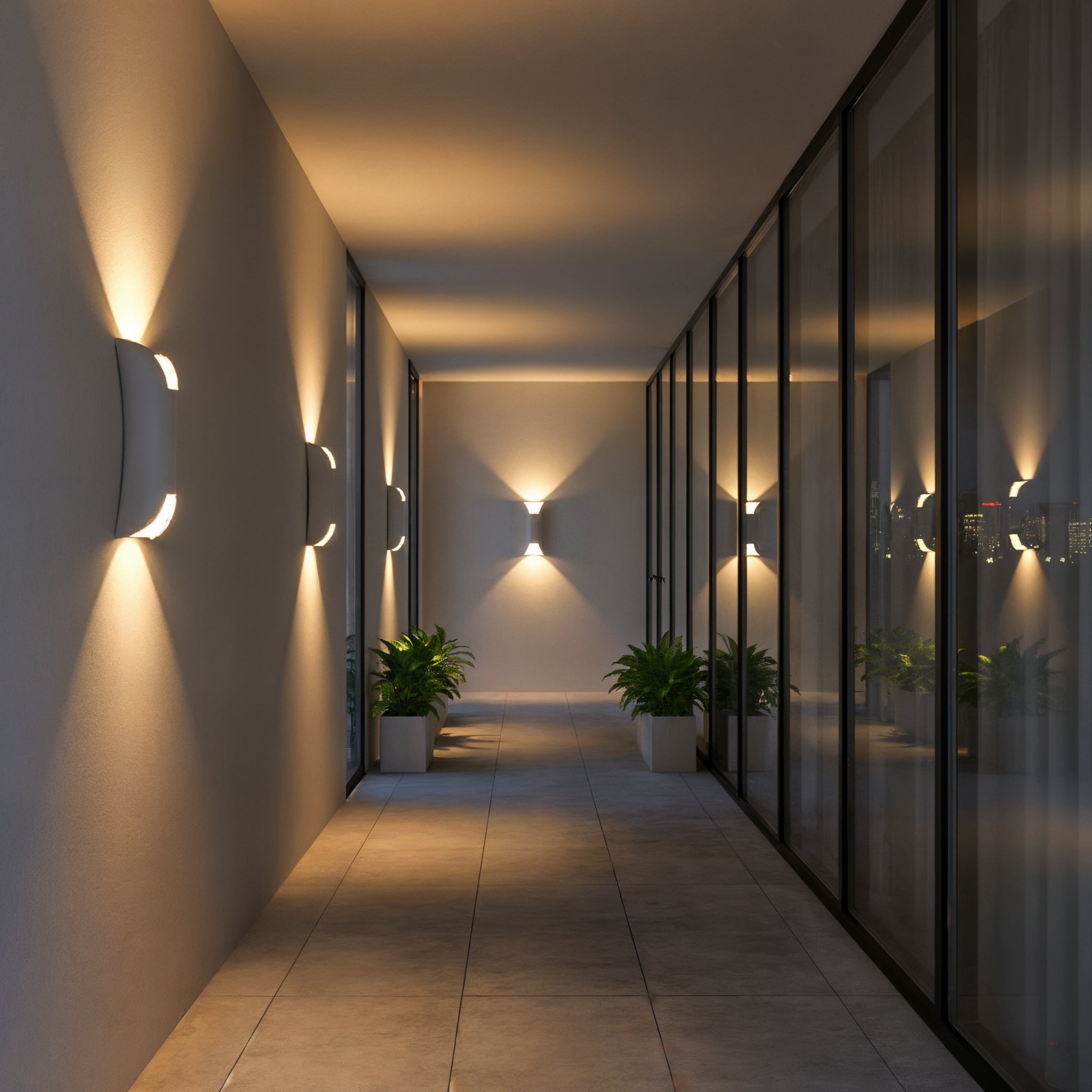 Curved LED Wall Sconce - Up Down Outdoor Light Fixture