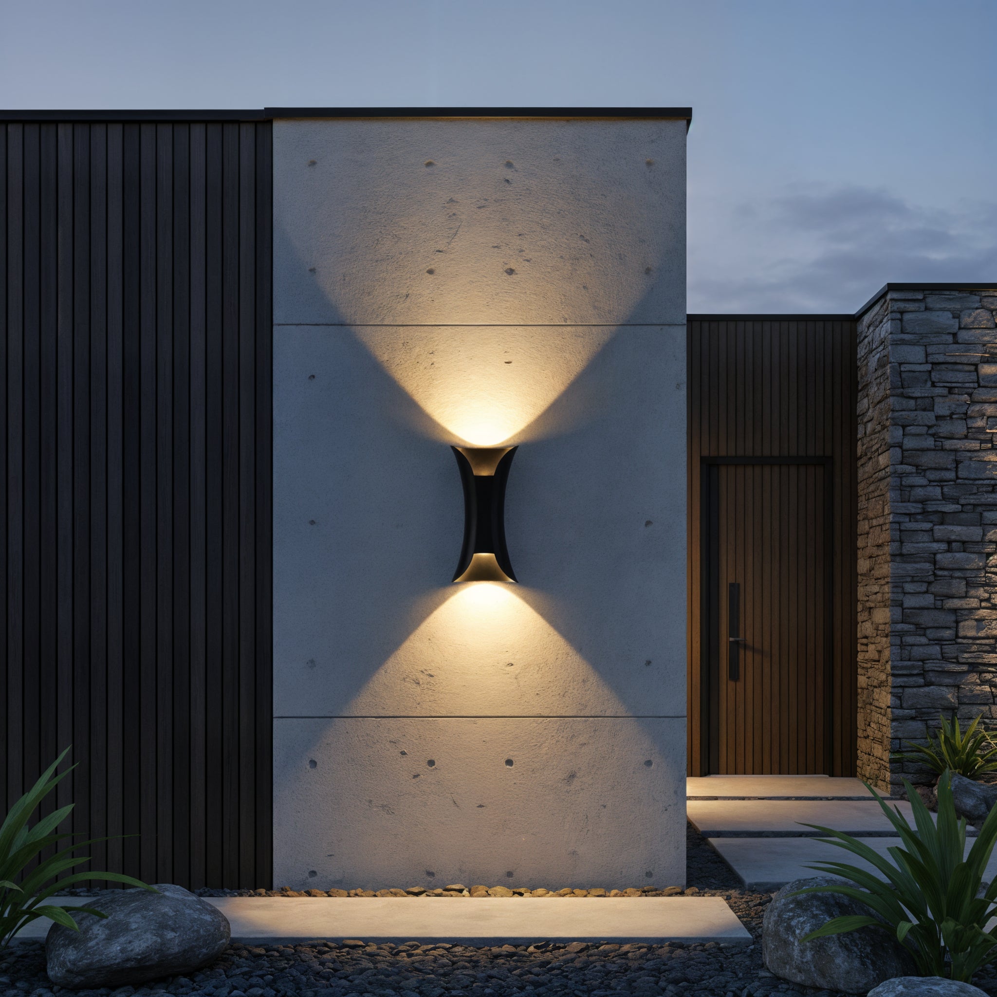 Curved LED Wall Sconce - Up Down Outdoor Light Fixture
