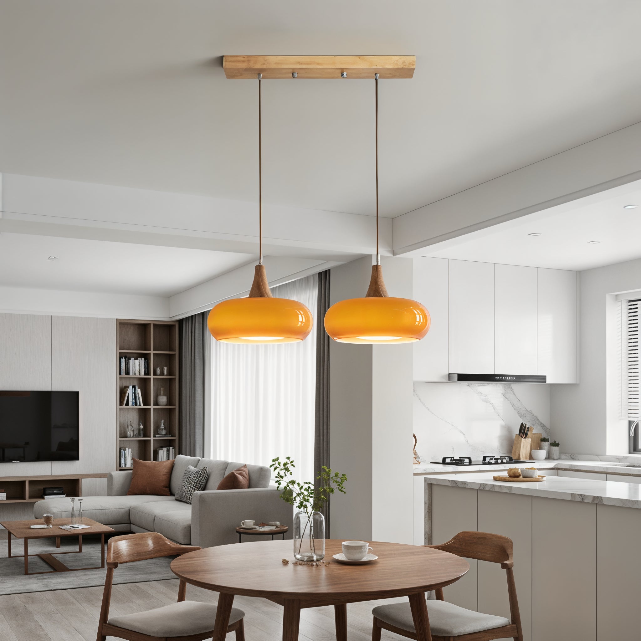 Modern Glass Bowl Shade Hanging Pendant Lamp