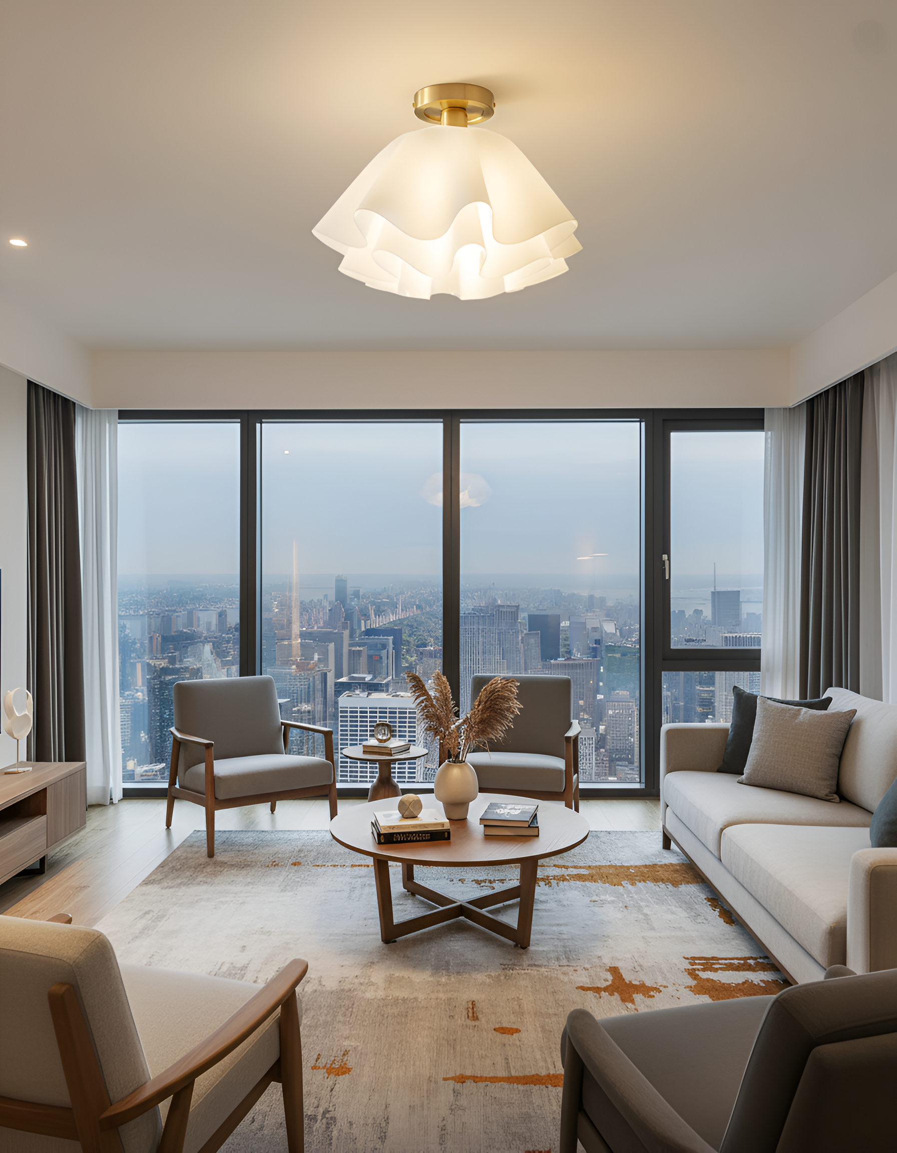 Ruffled Semi Flush Mount Ceiling Light