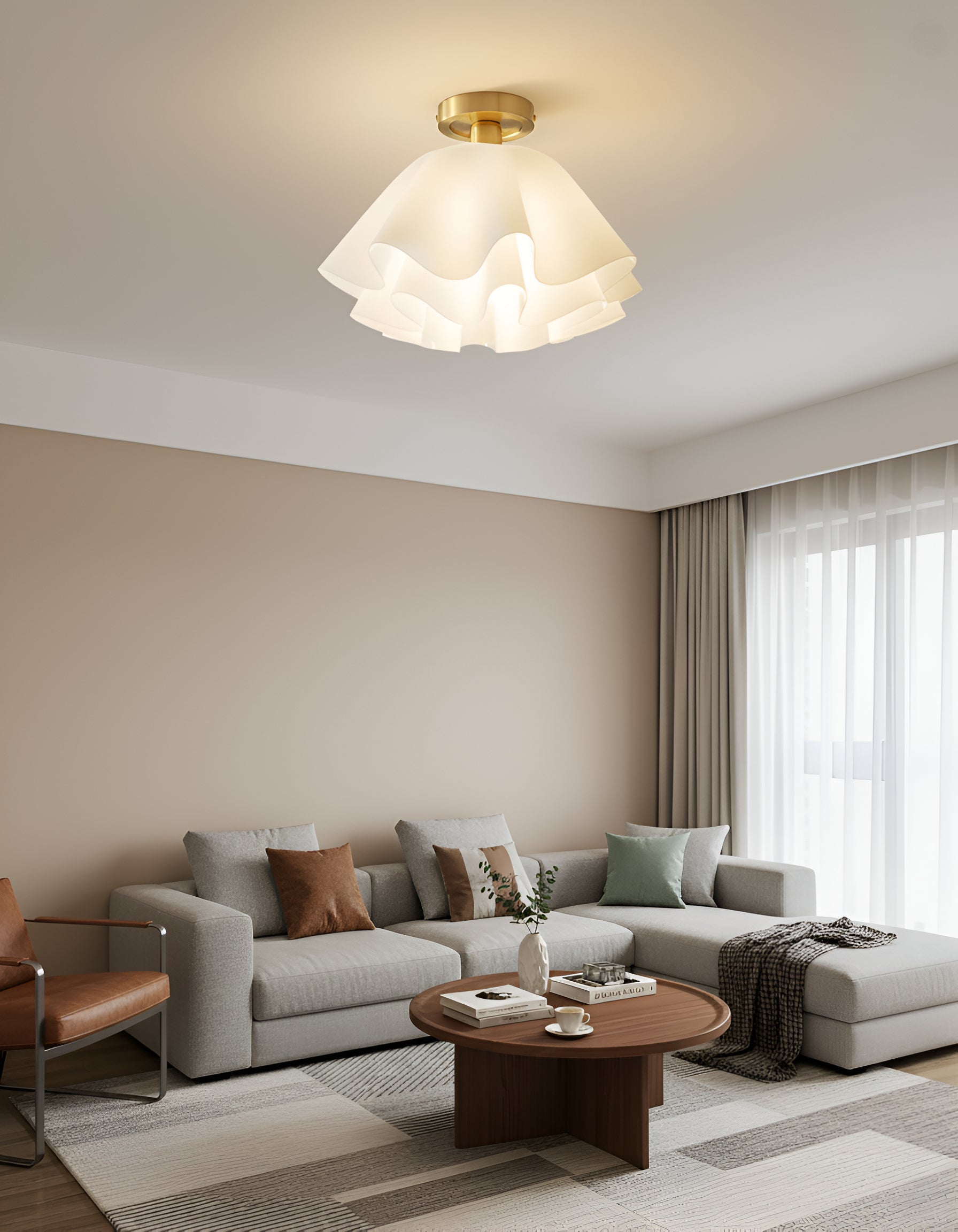 Ruffled Semi Flush Mount Ceiling Light