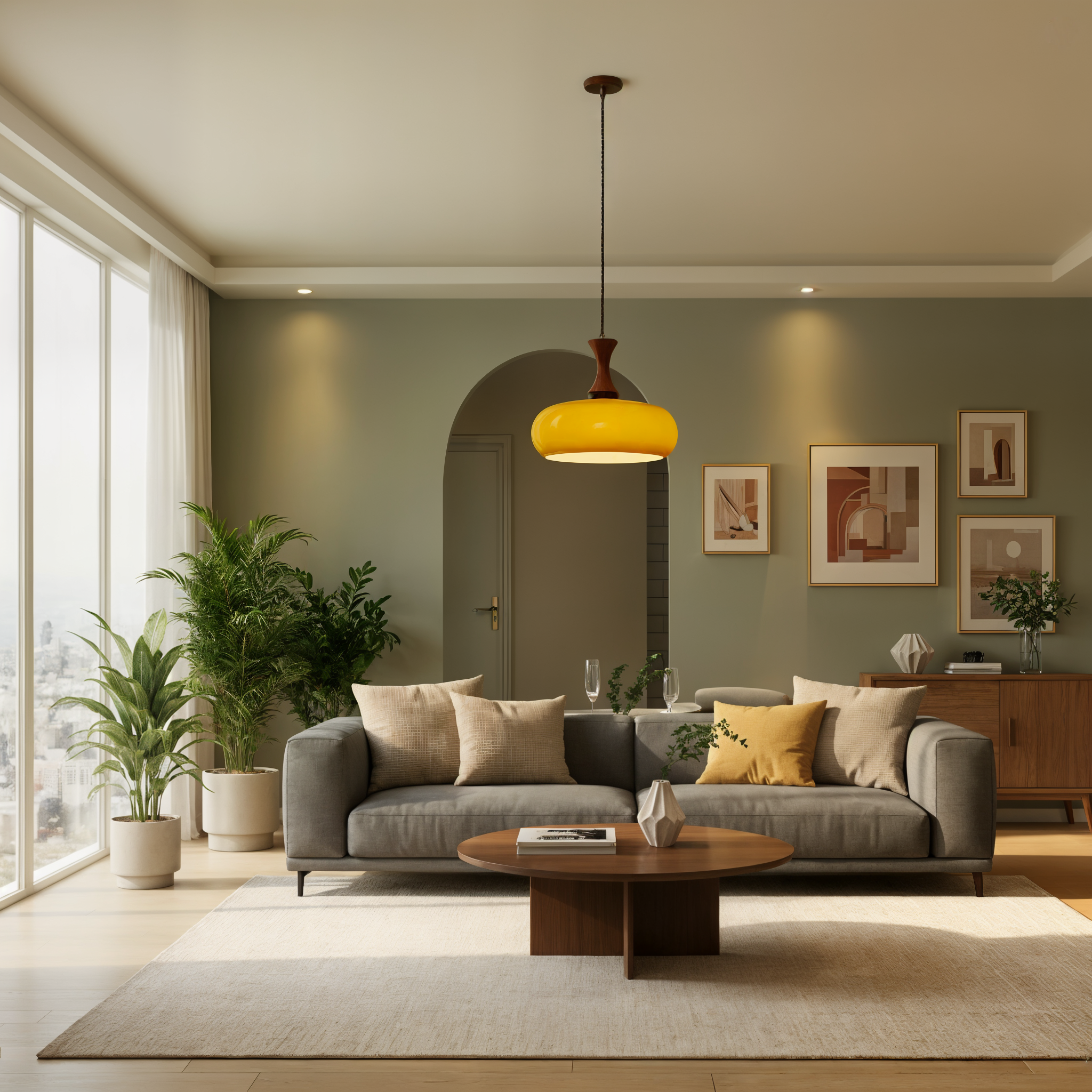 Bulbous Shade Hanging Pendant Lamp