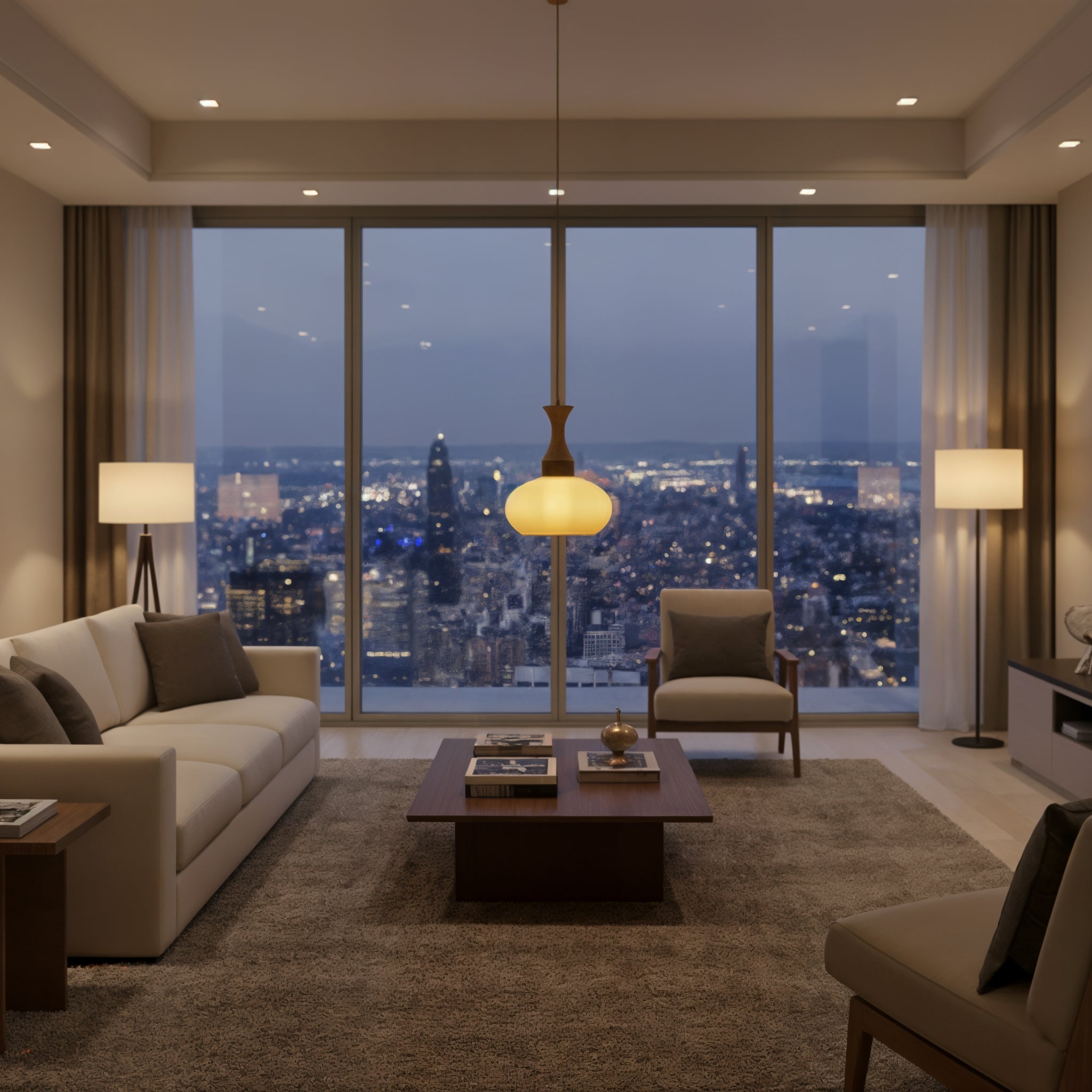 Bulbous Shade Hanging Pendant Lamp