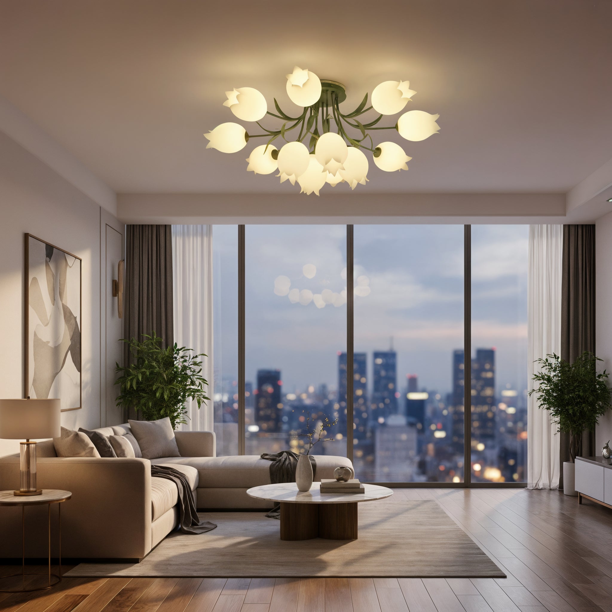 Floral Ceiling Light - Multi Flower Fixture