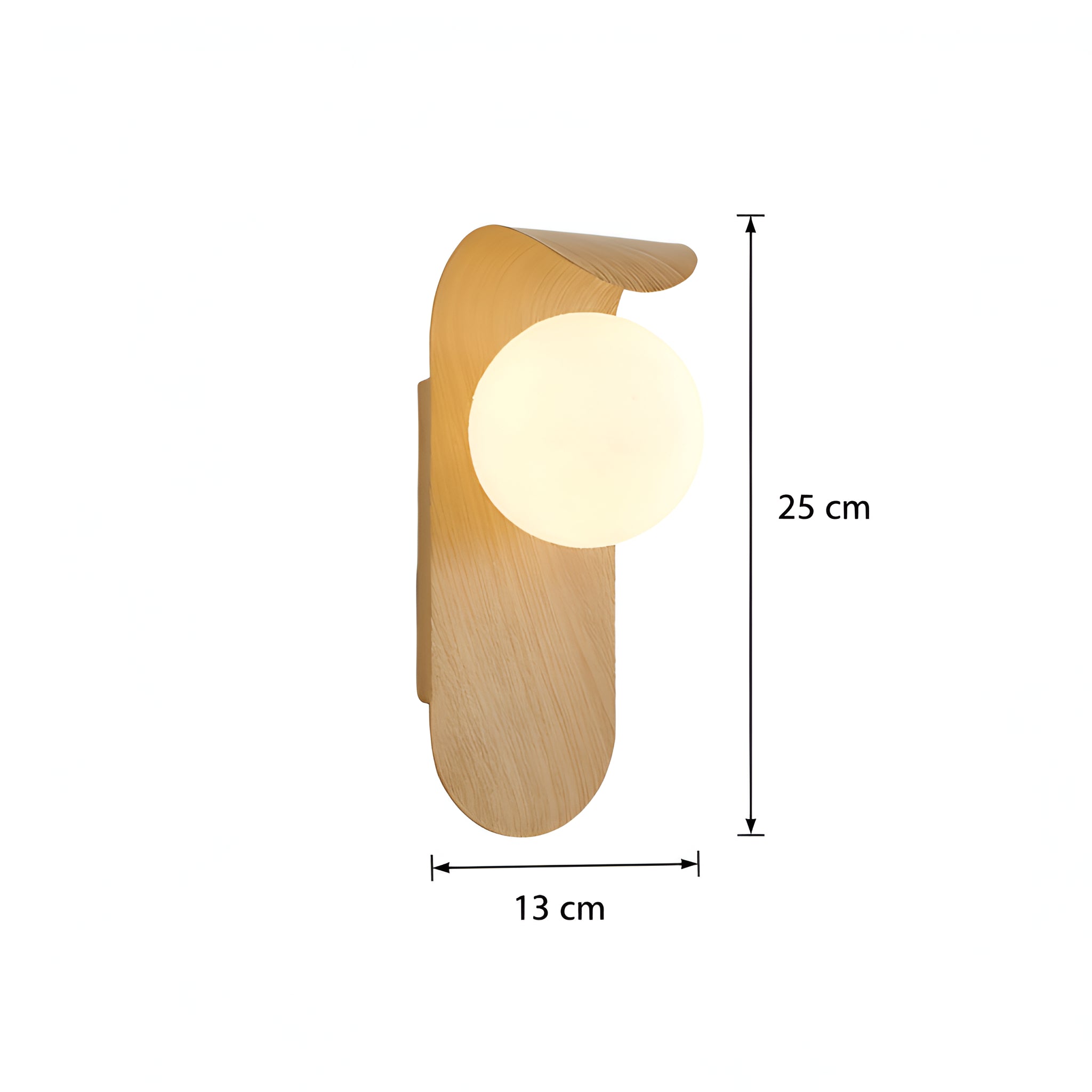 Wood Wall Sconce with Glass Globe - Curved Modern Fixture