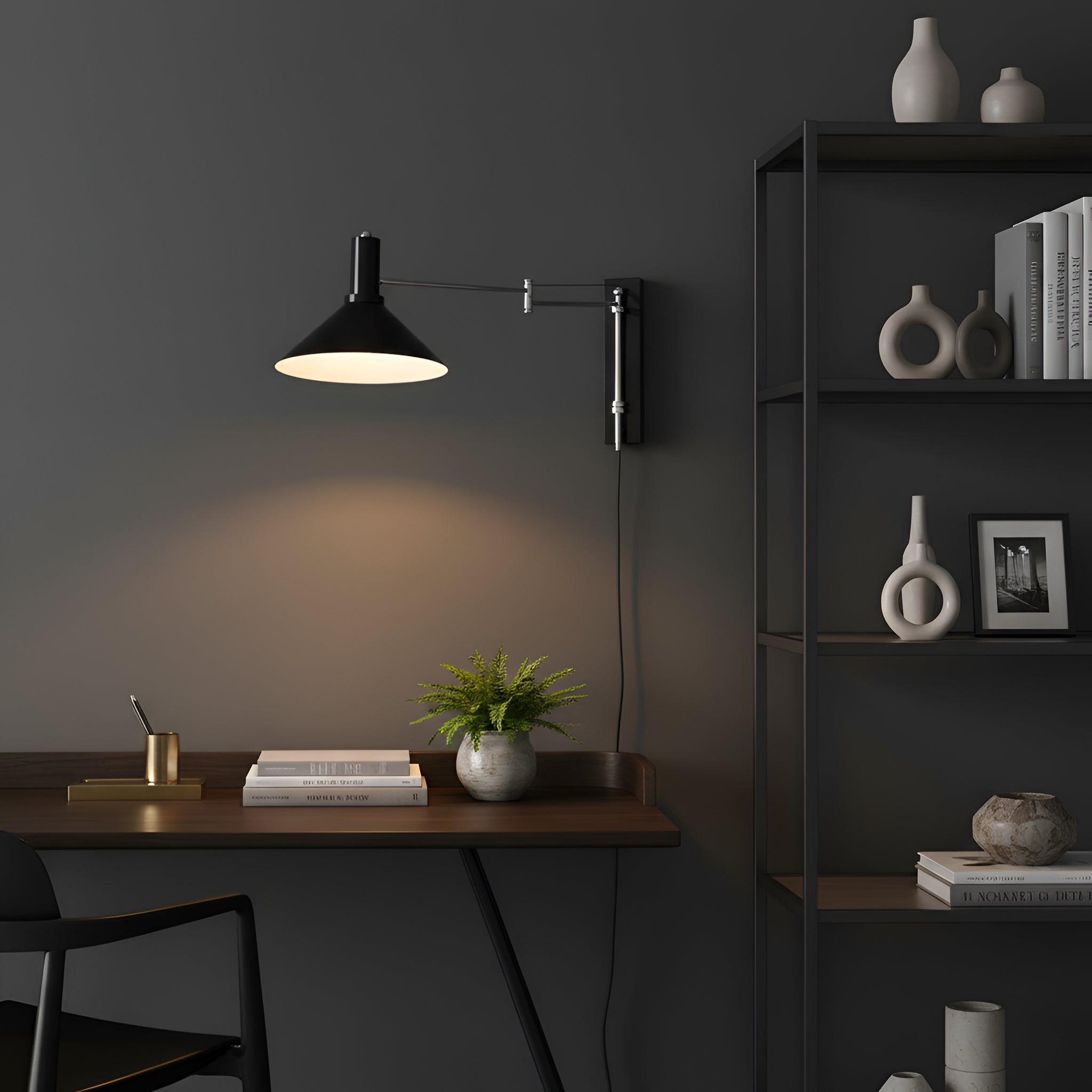 Adjustable Swing Arm Wall Sconce - Conical Shade Lamp