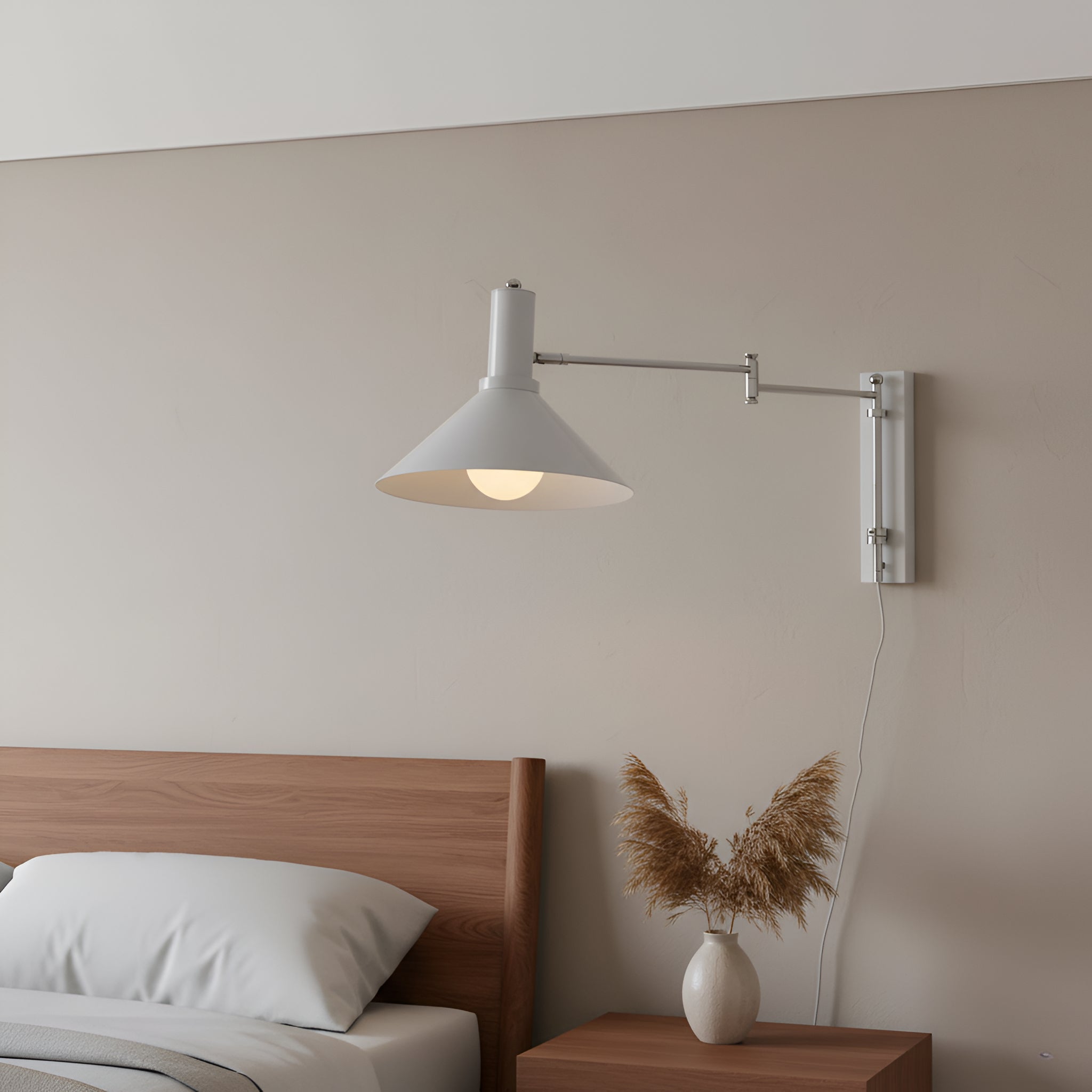 Adjustable Swing Arm Wall Sconce - Conical Shade Lamp