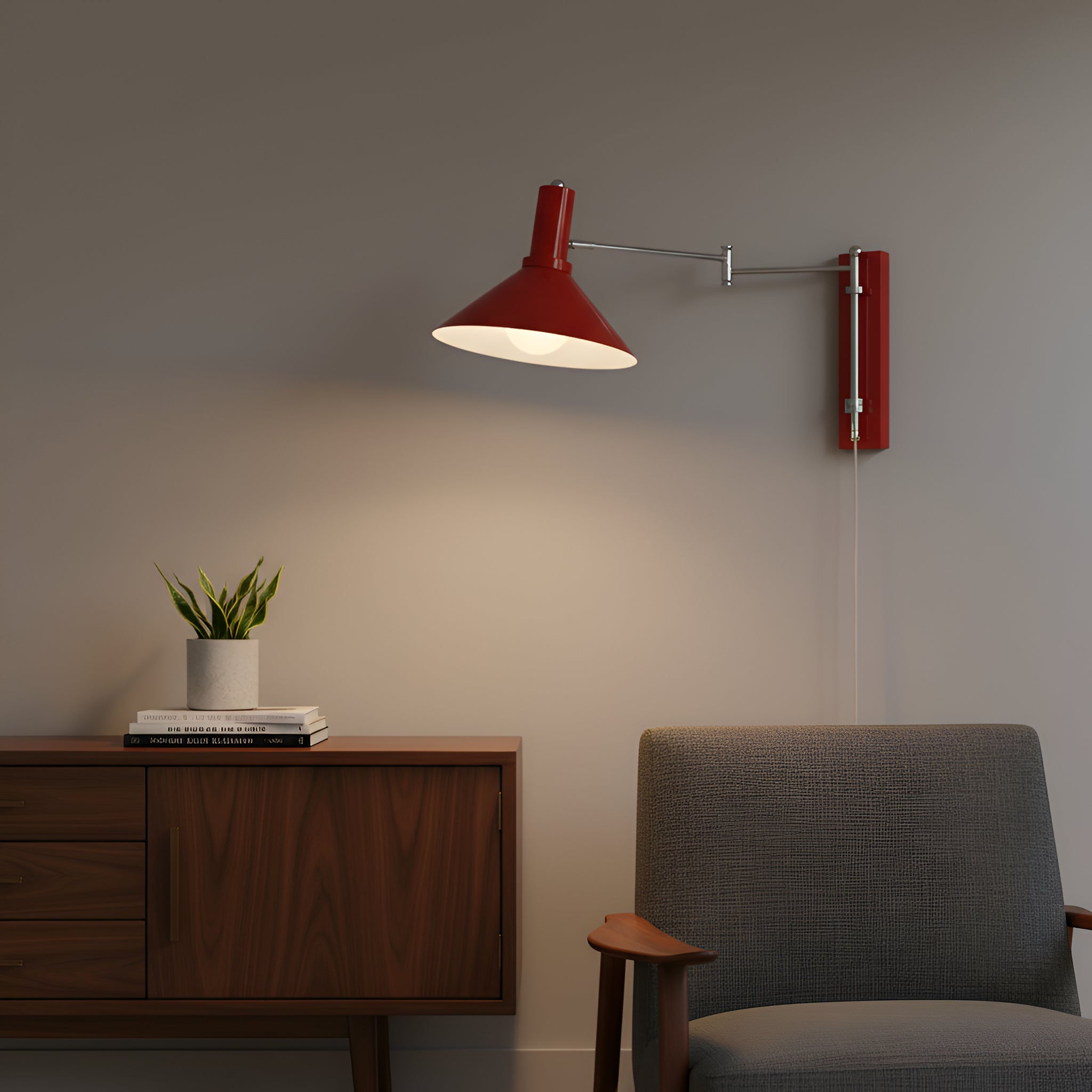 Adjustable Swing Arm Wall Sconce - Conical Shade Lamp