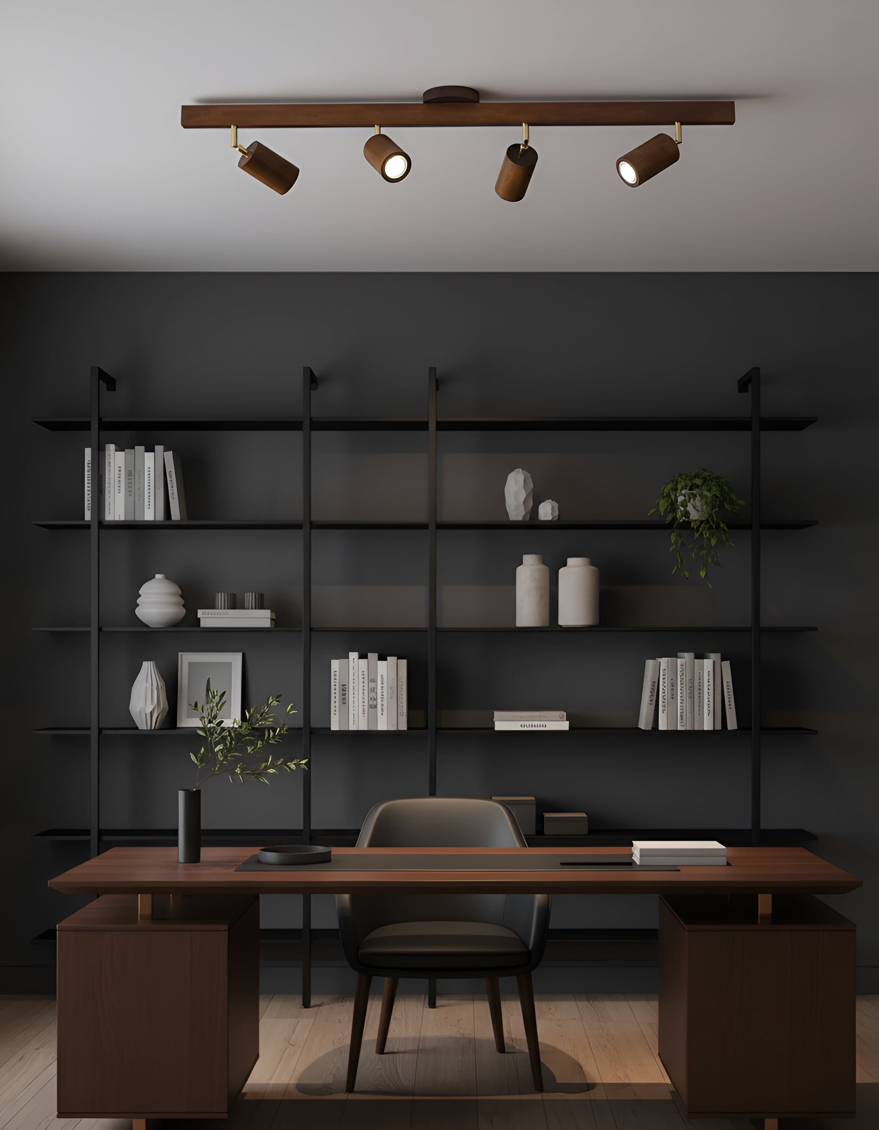 Modern Wood Track Lighting - Adjustable Directional Ceiling Spotlight