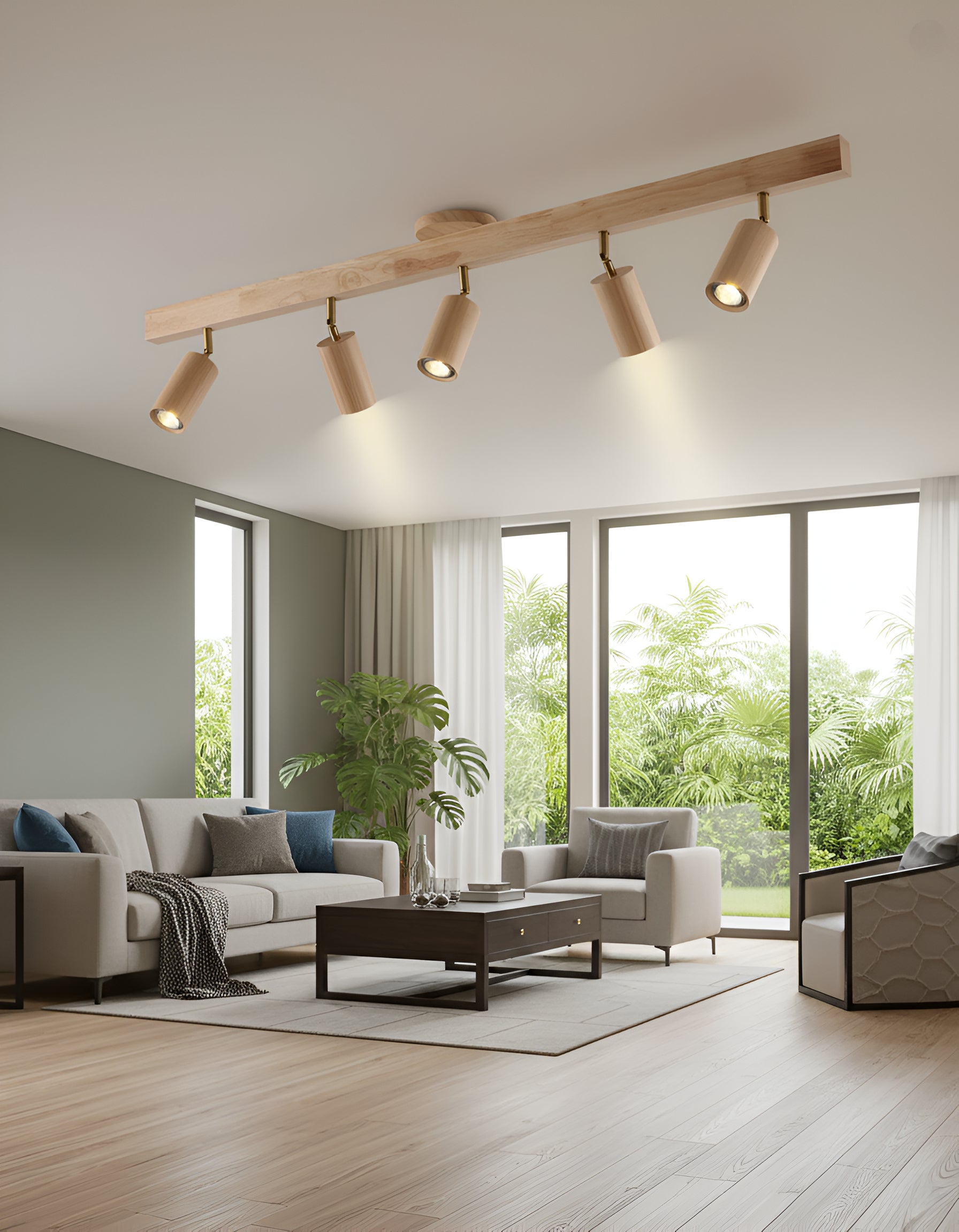 Modern Wood Track Lighting - Adjustable Directional Ceiling Spotlight