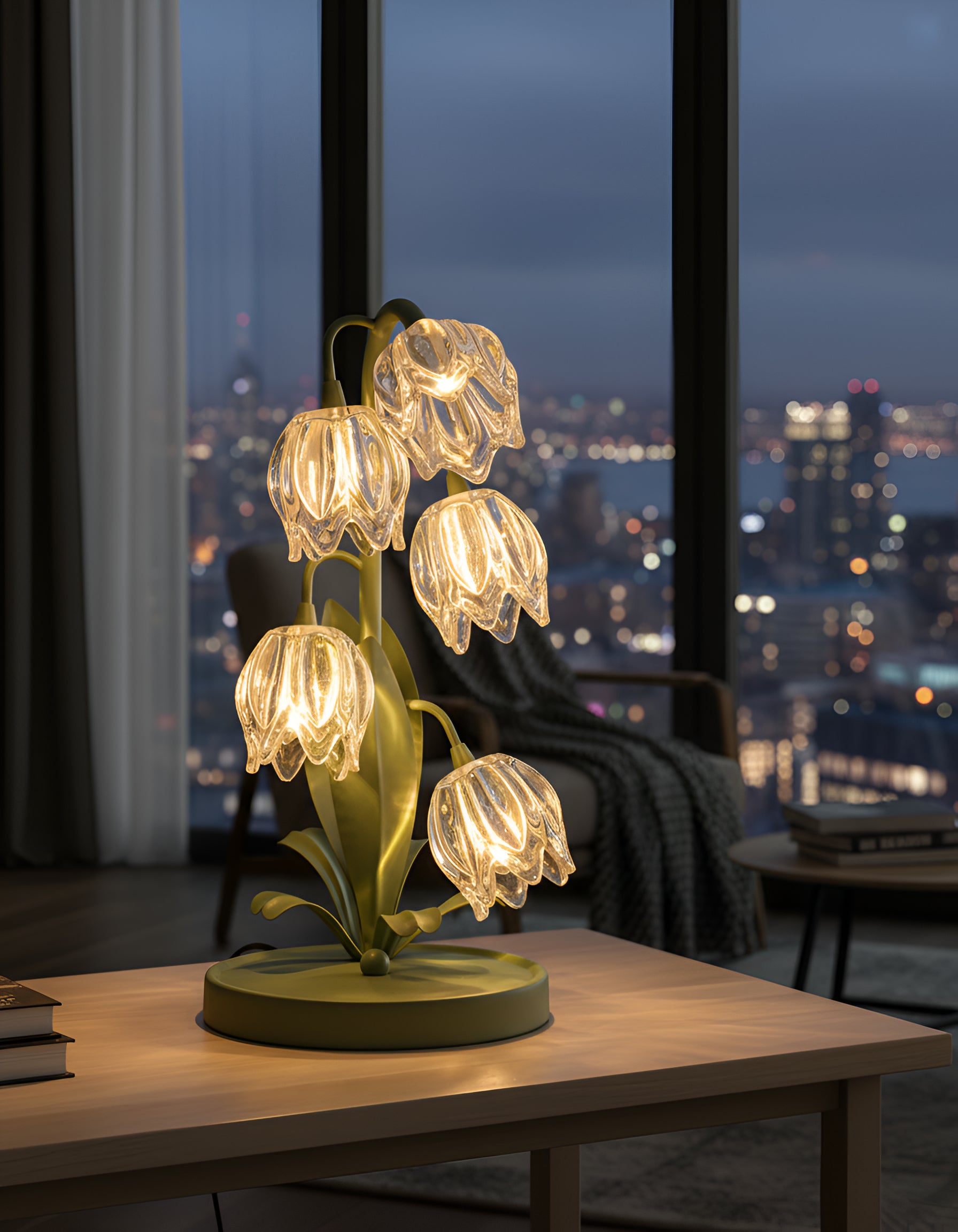 Tulip Bouquet Table Lamp with Glass Flower Shades