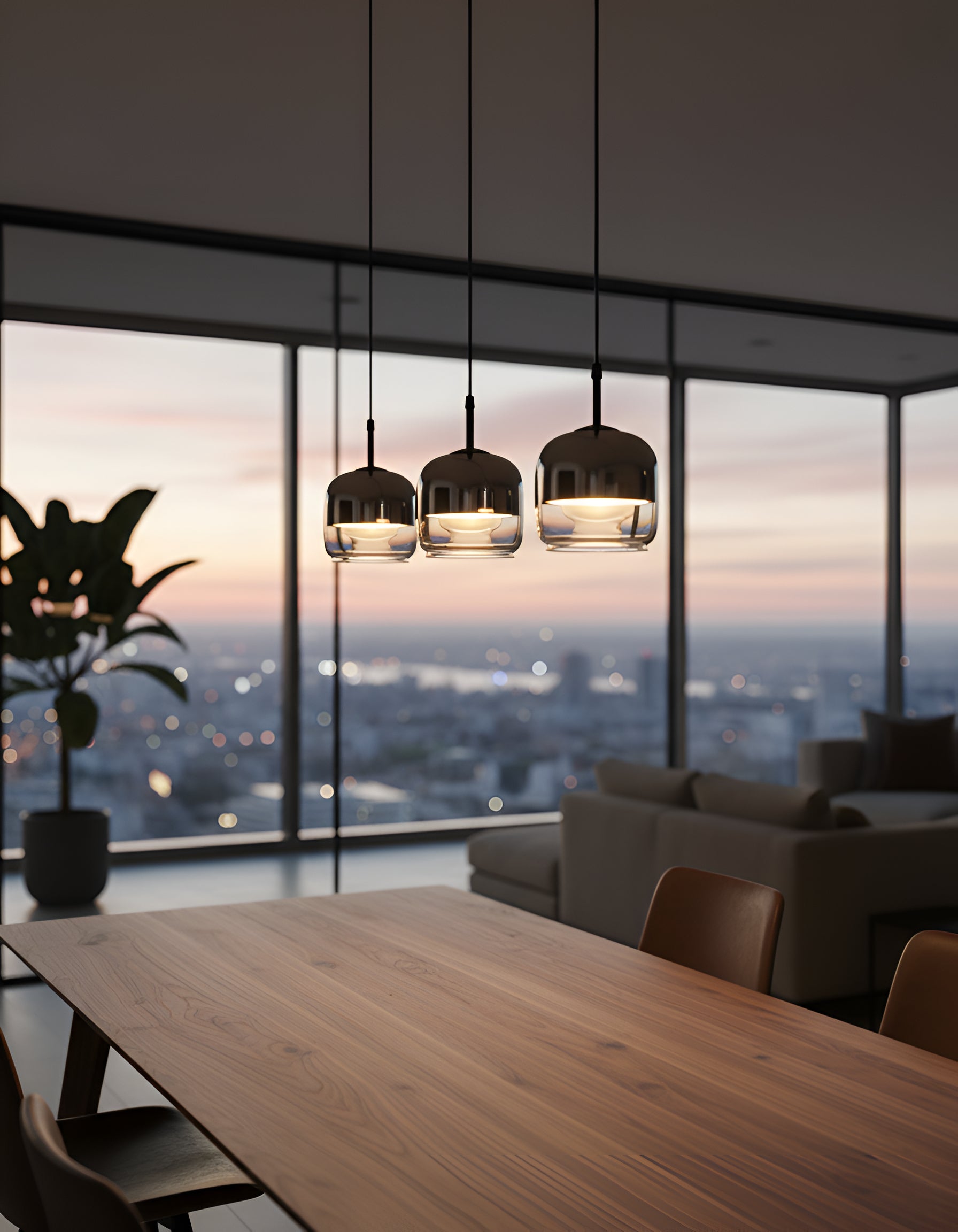 Modern Smoke Glass Pendant Light - Contemporary Oval Hanging Light