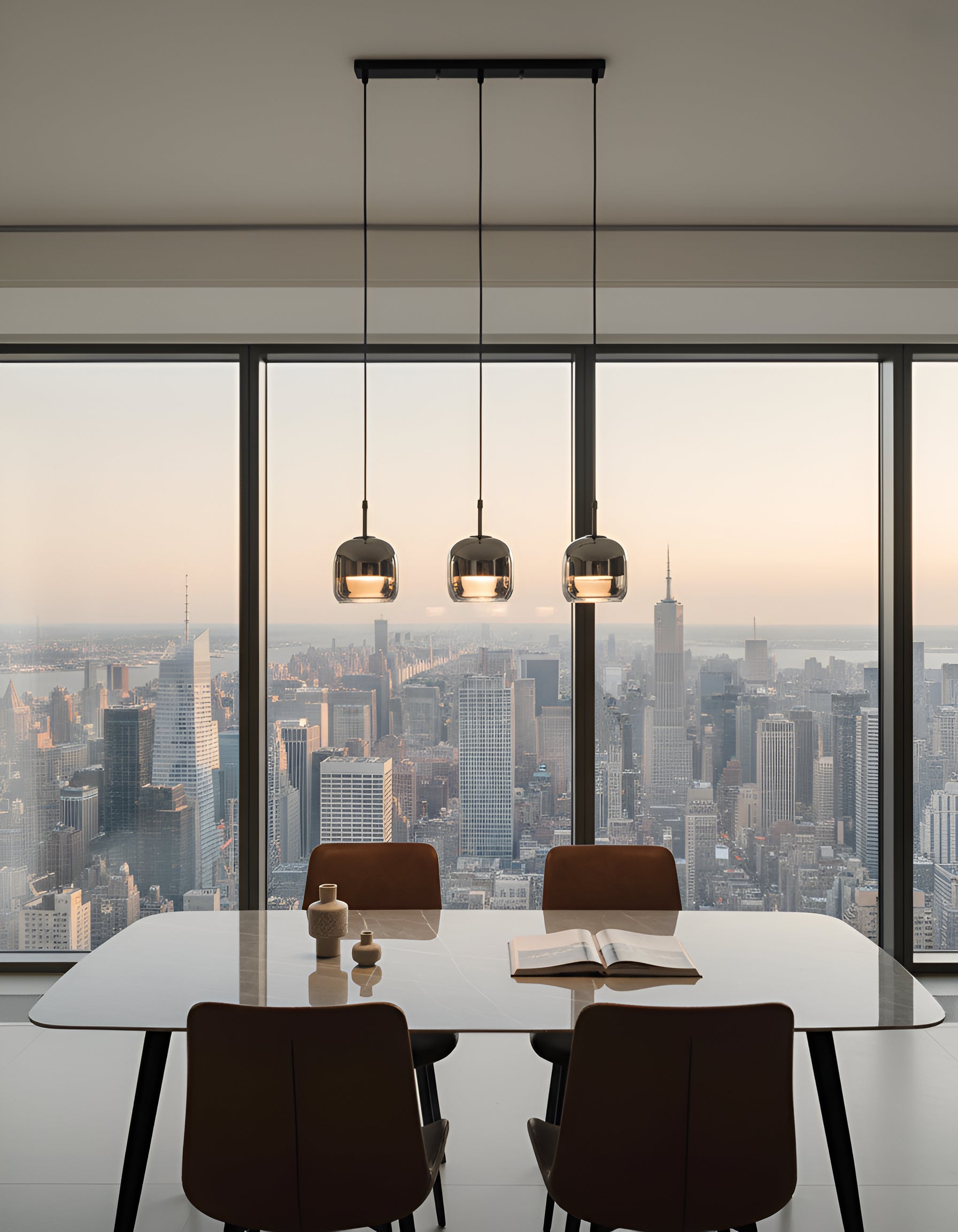 Modern Smoke Glass Pendant Light - Contemporary Oval Hanging Light