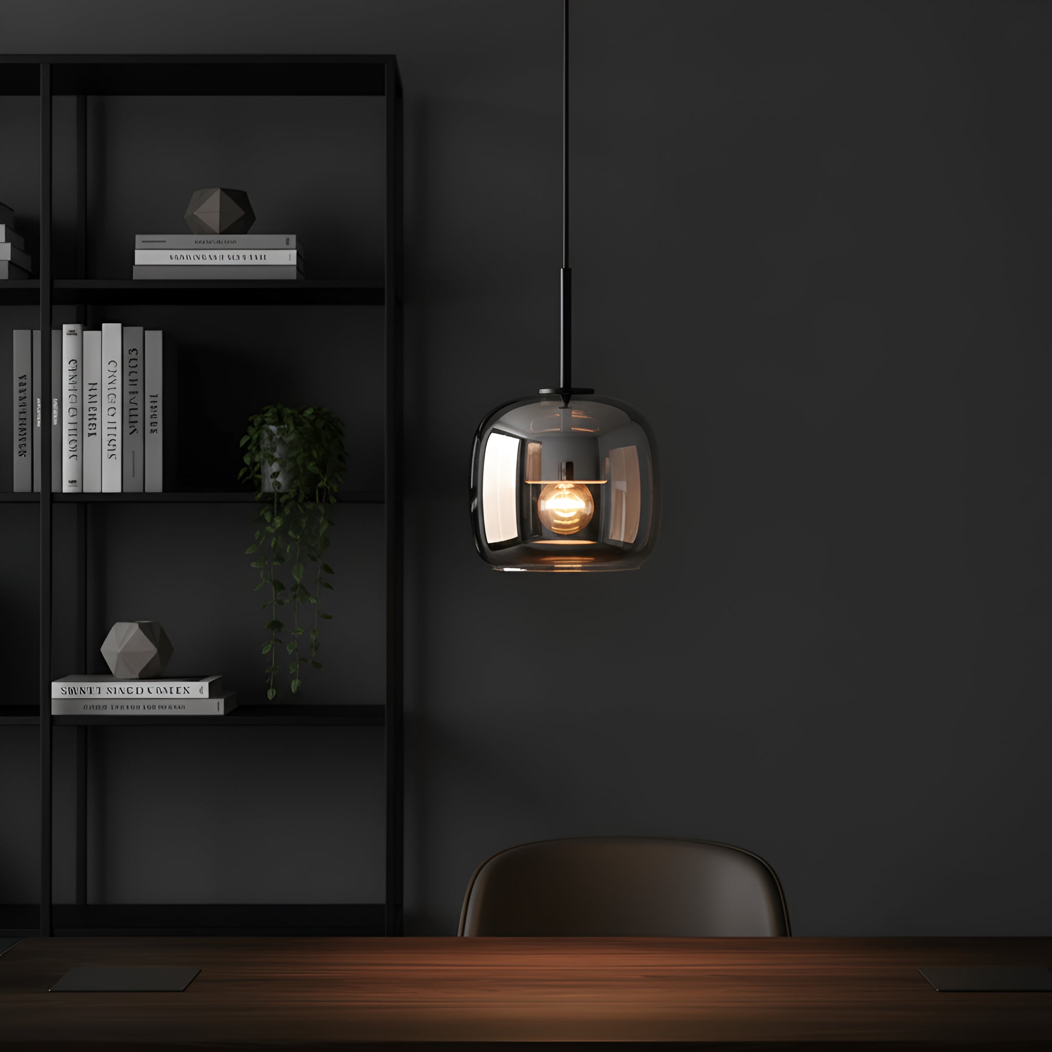 Modern Smoke Glass Pendant Light - Contemporary Oval Hanging Light