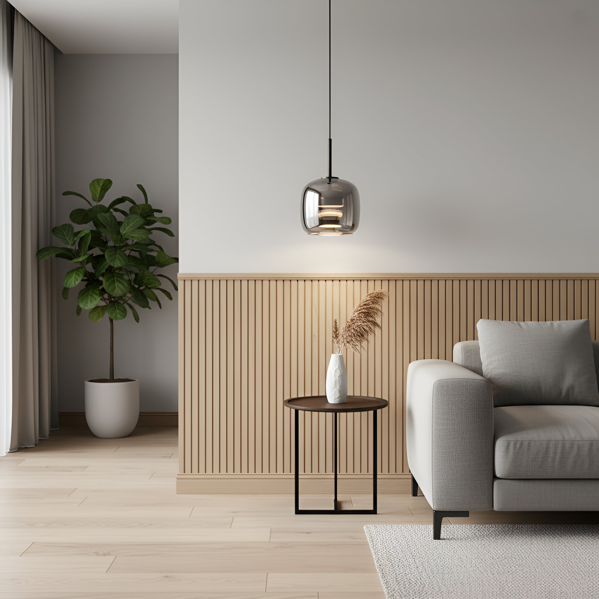 Modern Smoke Glass Pendant Light - Contemporary Oval Hanging Light