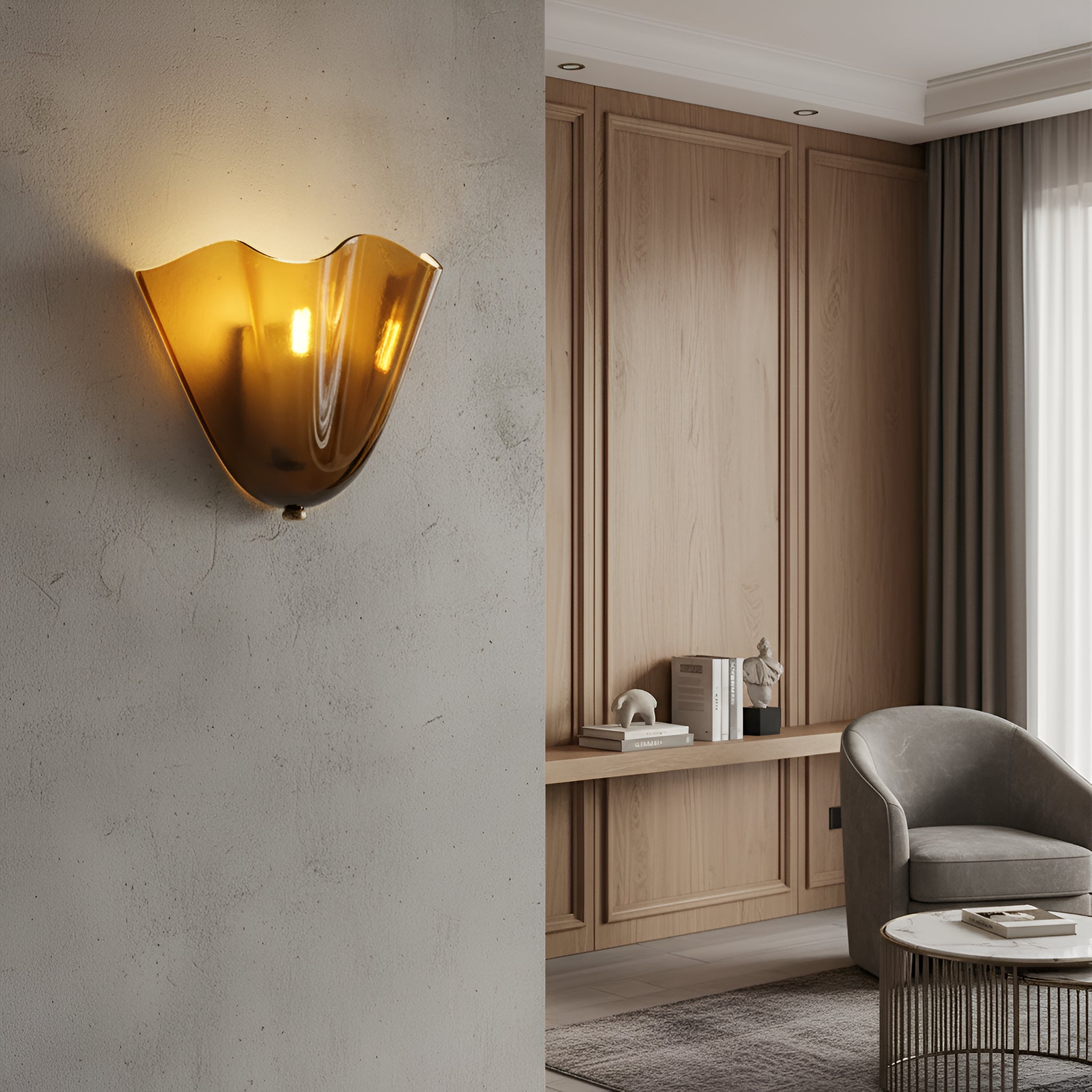 Elegant Glass Shell Wall Sconce - Decorative Tulip Shaped Wall Light