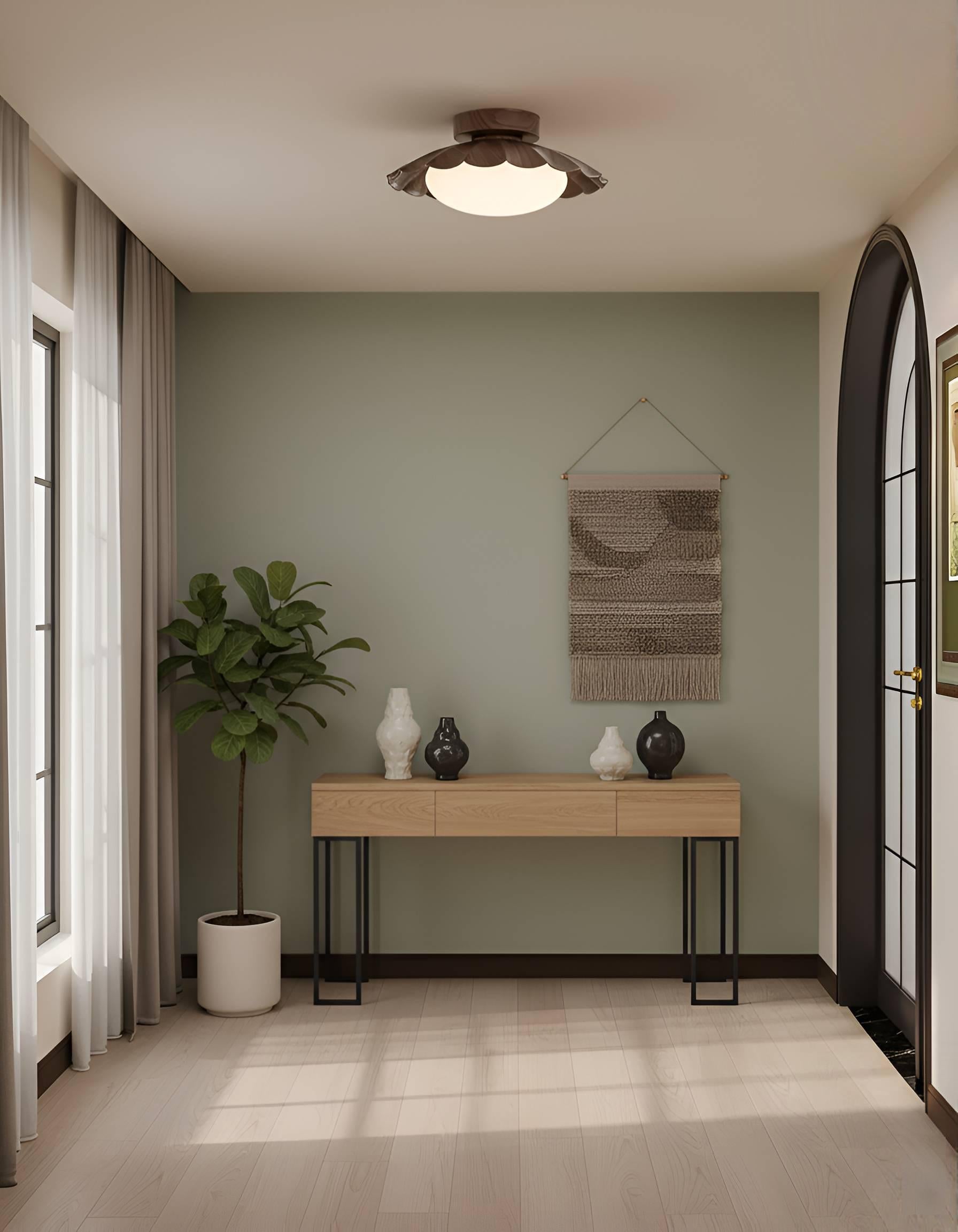 Scalloped Edge Semi-Flush Mount Ceiling Light - Decorative Ruffled Shade Fixture