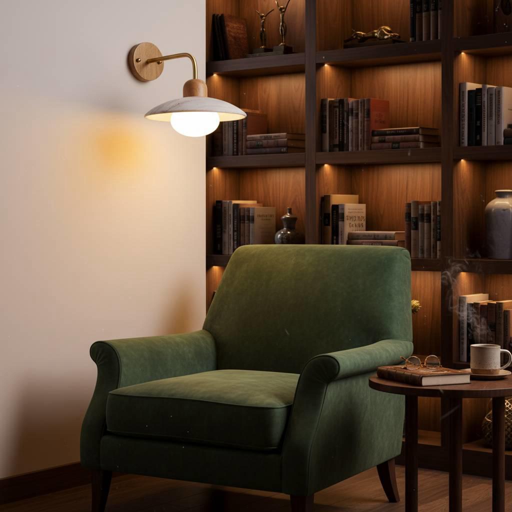 Modern Curved Arm Wall Sconce - Dome Shade Wall Light with Exposed Bulb