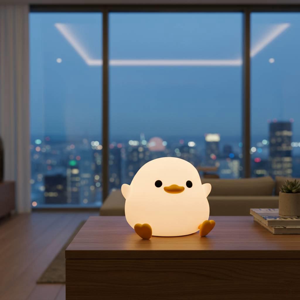Cute Bird Table Lamp - Kawaii Chick Night Light with Soft Silicone Body