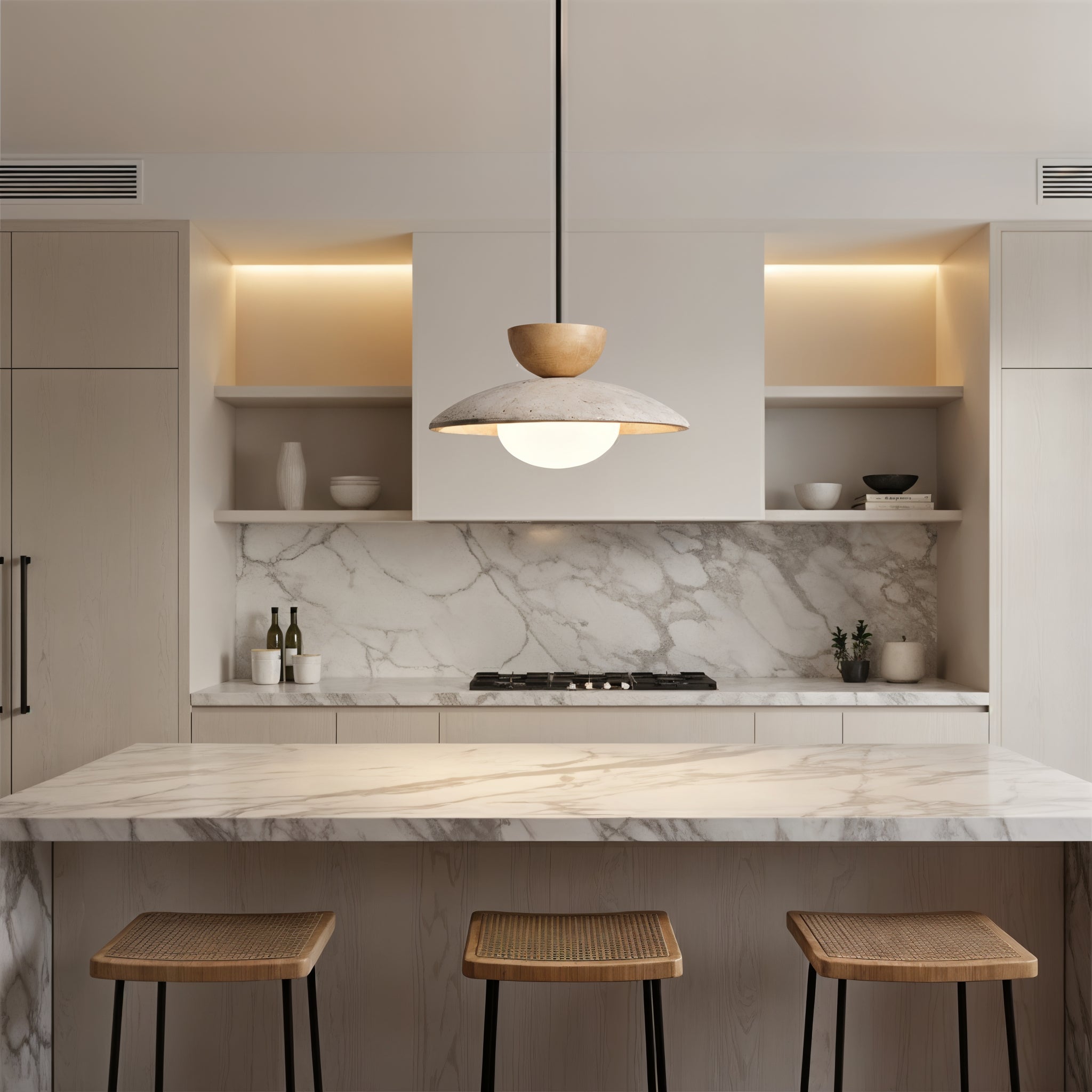 Wood Concrete Pendant Light - Modern Elegant Hanging Lamp