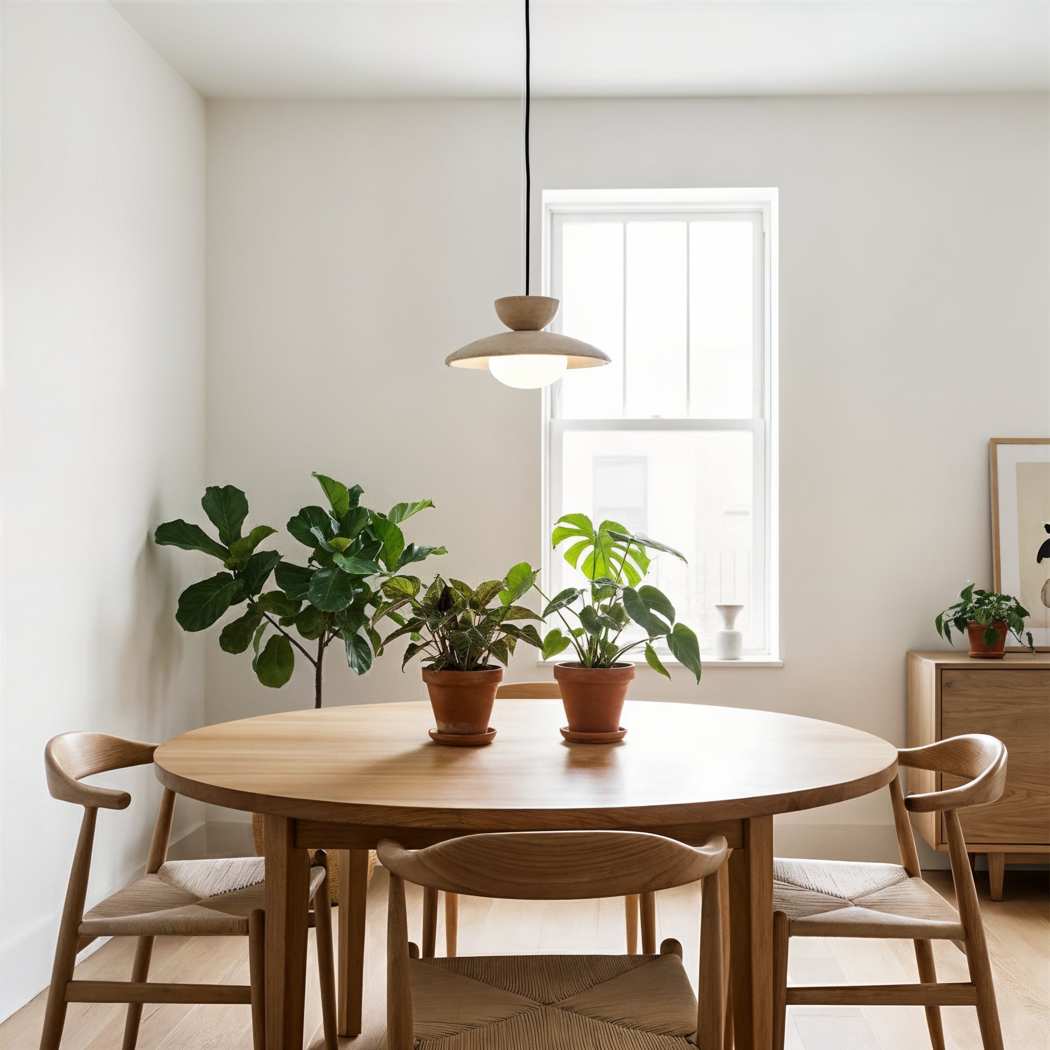 Wood Concrete Pendant Light - Modern Elegant Hanging Lamp