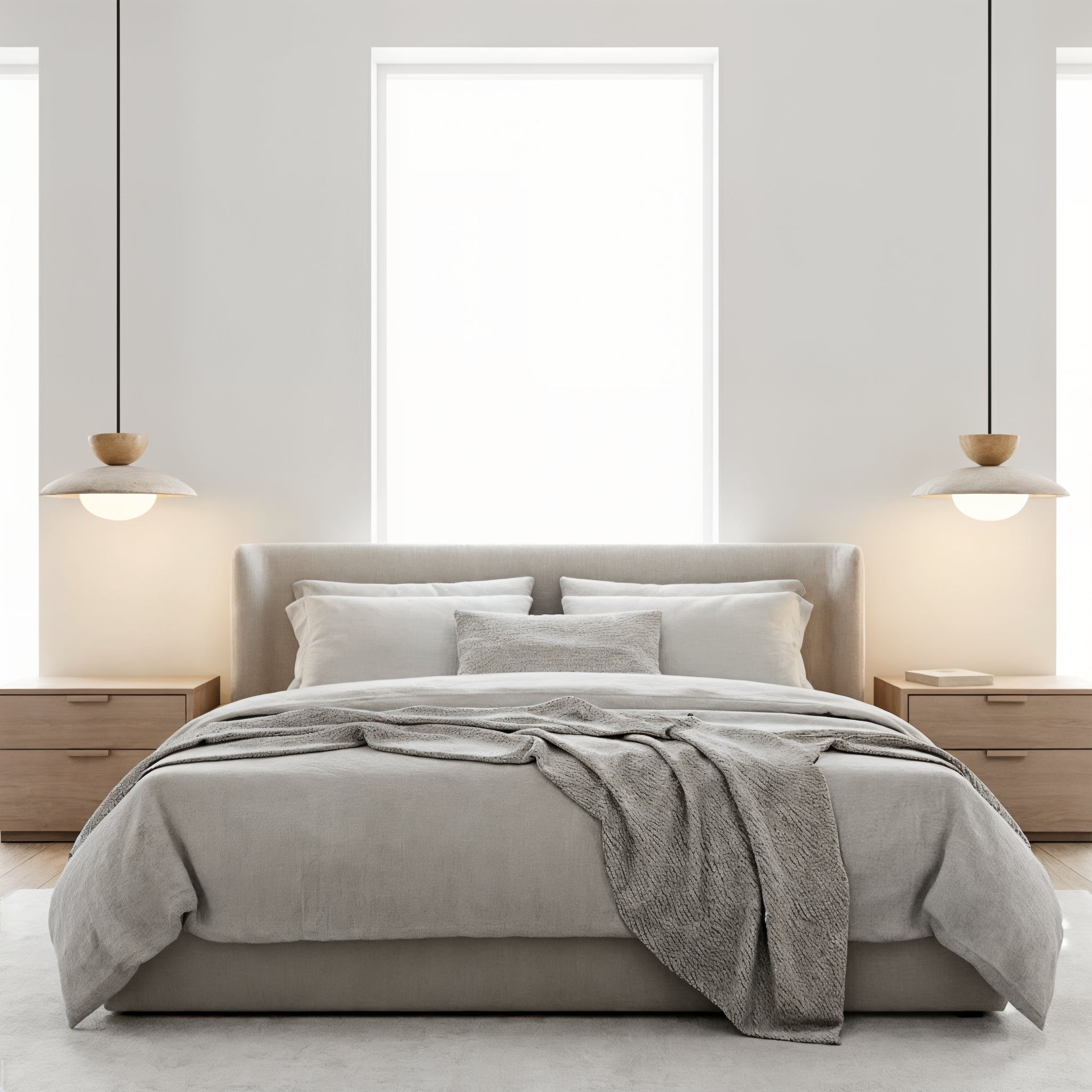 Wood Concrete Pendant Light - Modern Elegant Hanging Lamp