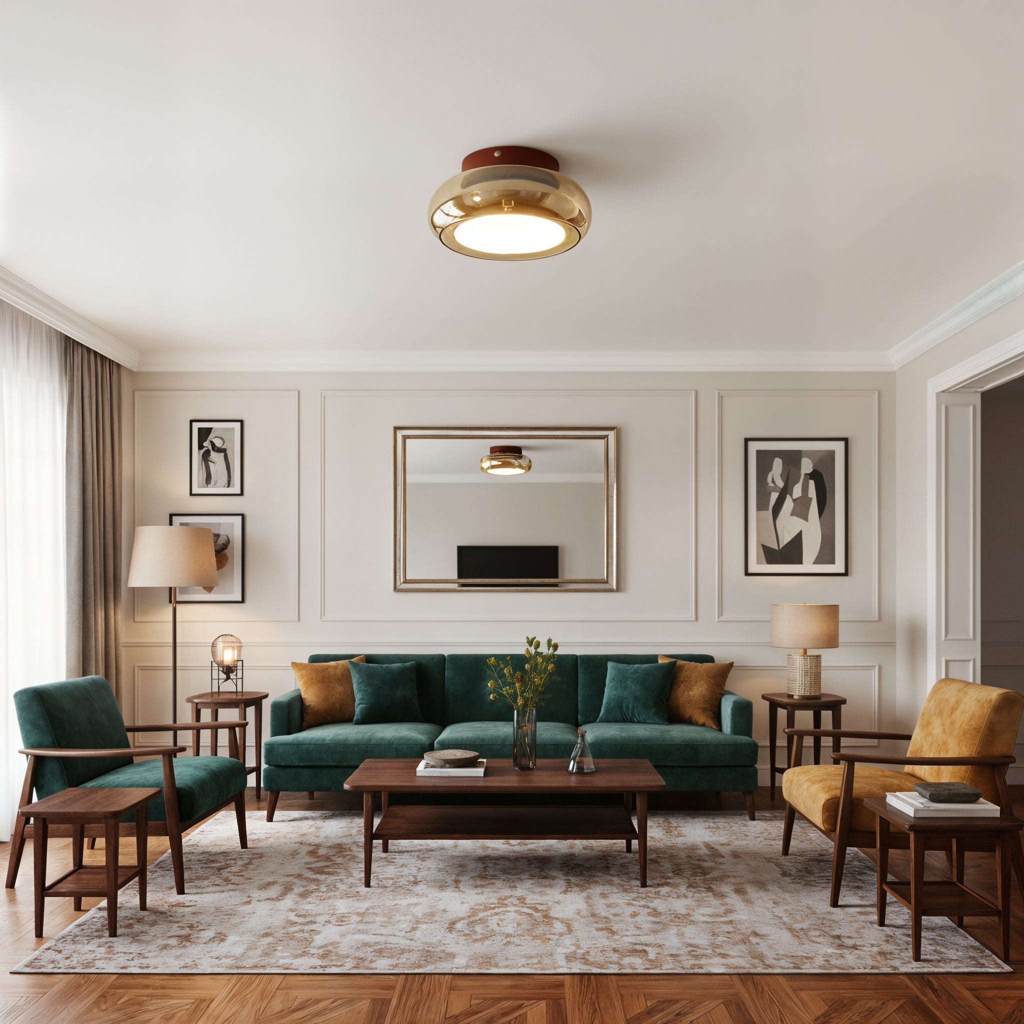 Glass Flush Mount Ceiling Light - Semi Flush Fixture