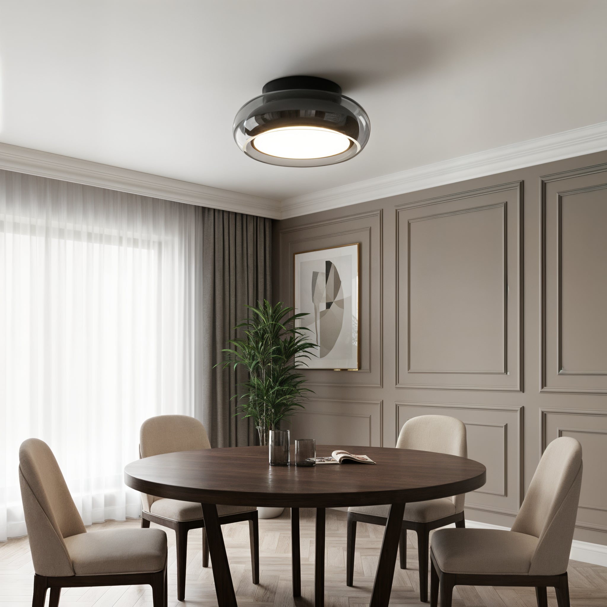 Glass Flush Mount Ceiling Light - Semi Flush Fixture