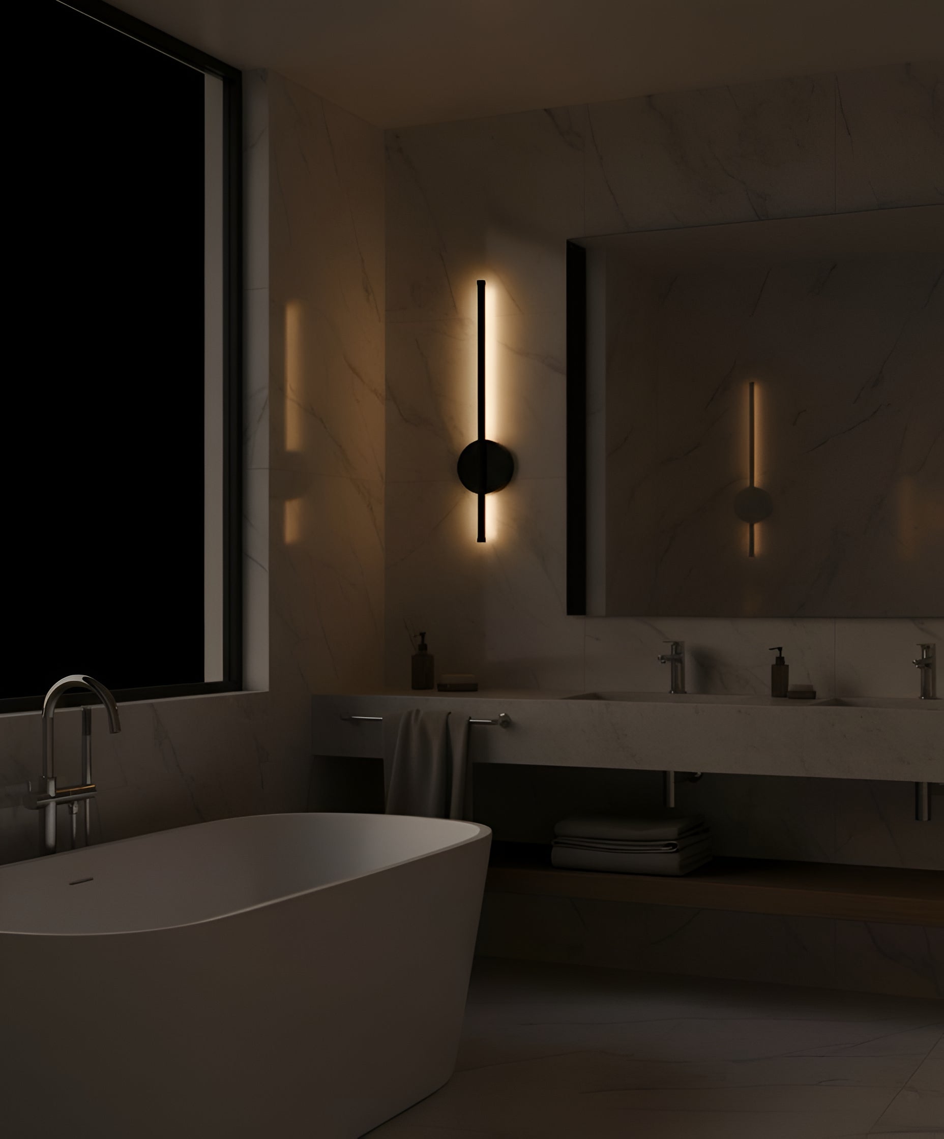 Linear LED Wall Sconce with Circular Mount