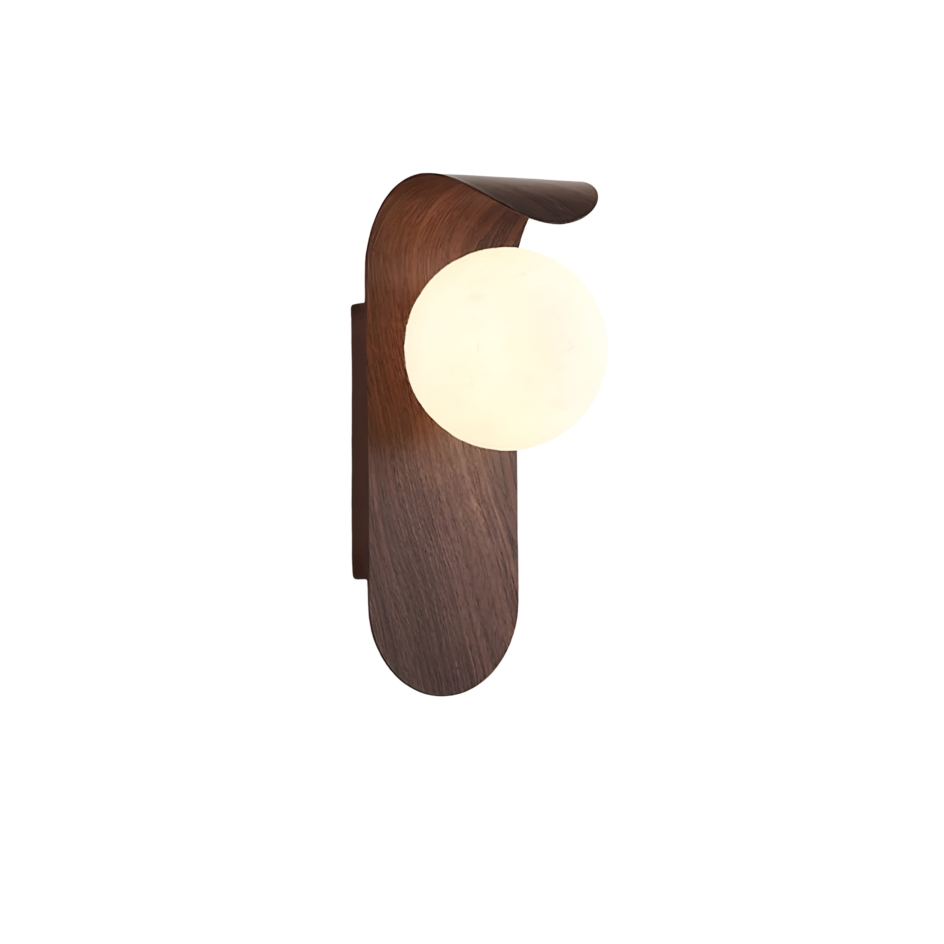 Wood Wall Sconce with Glass Globe - Curved Modern Fixture
