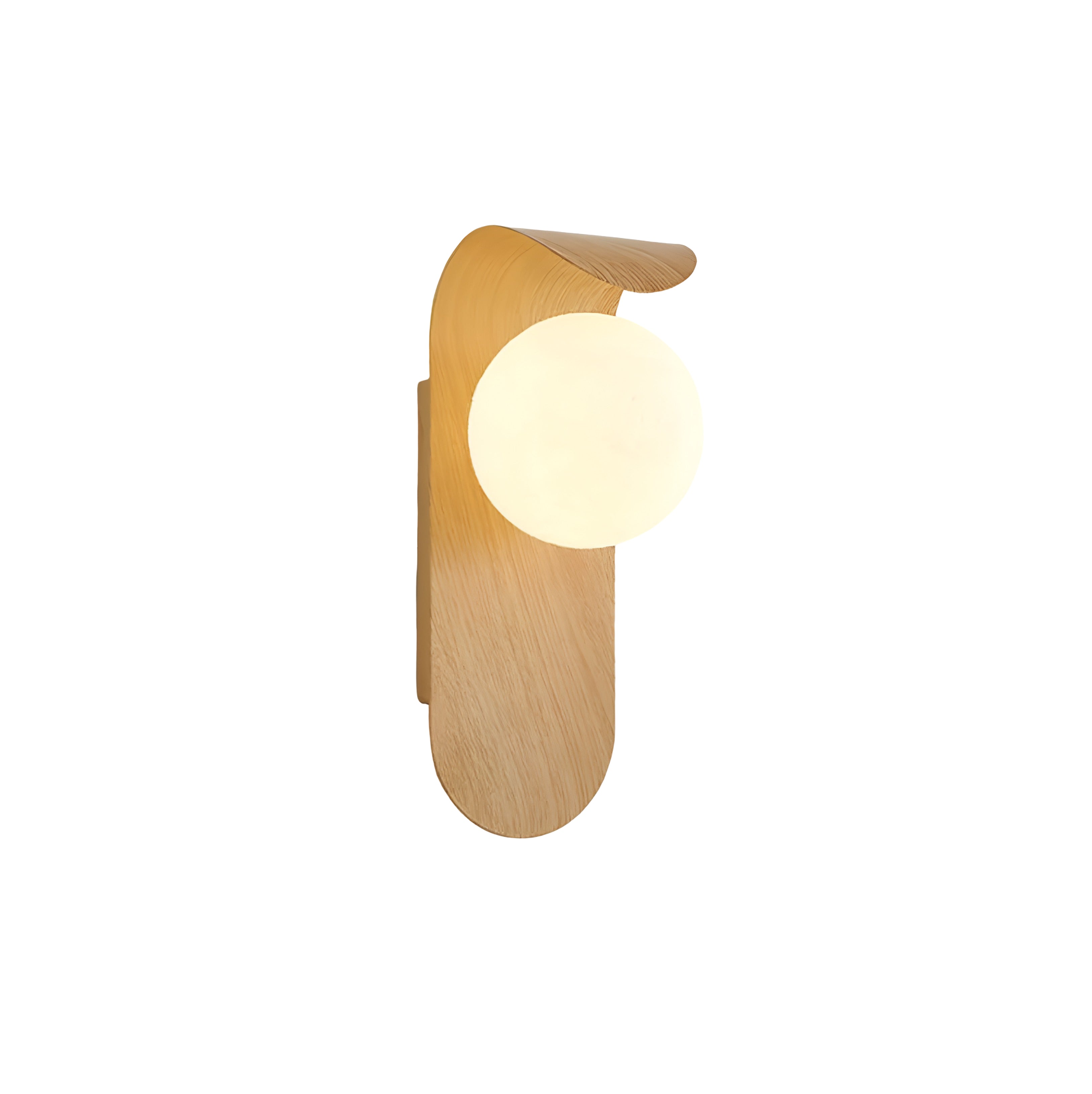 Wood Wall Sconce with Glass Globe - Curved Modern Fixture