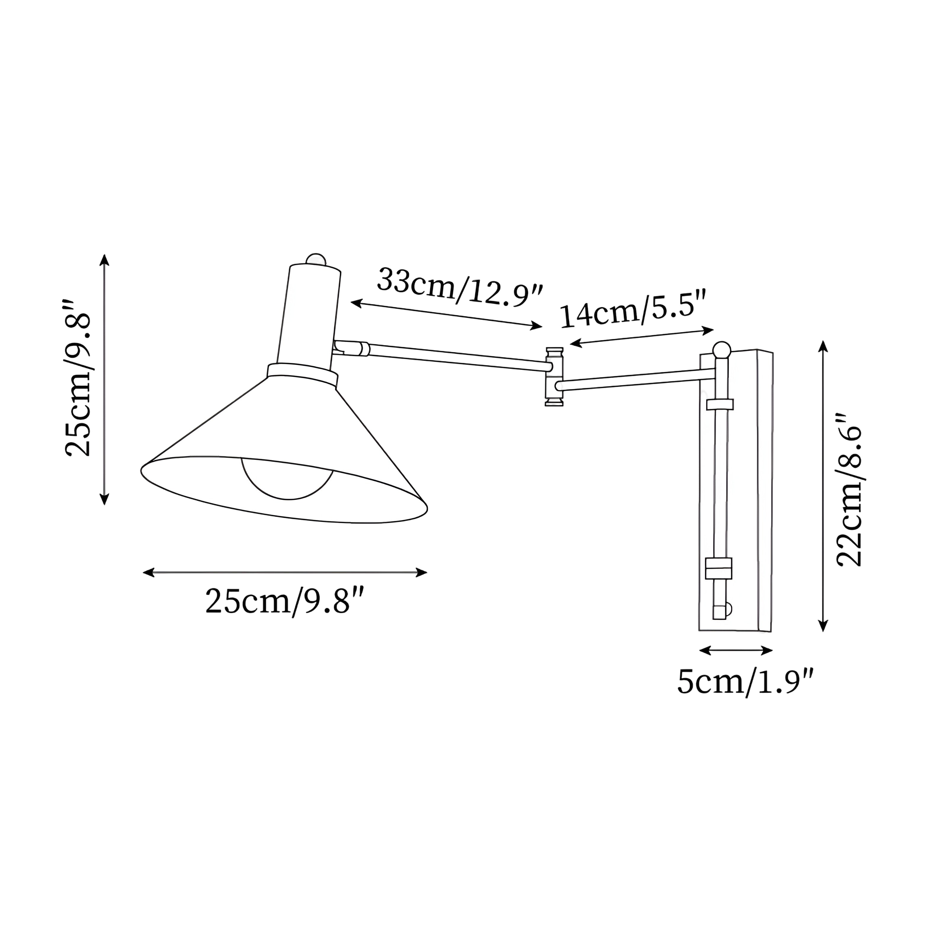 Adjustable Swing Arm Wall Sconce - Conical Shade Lamp