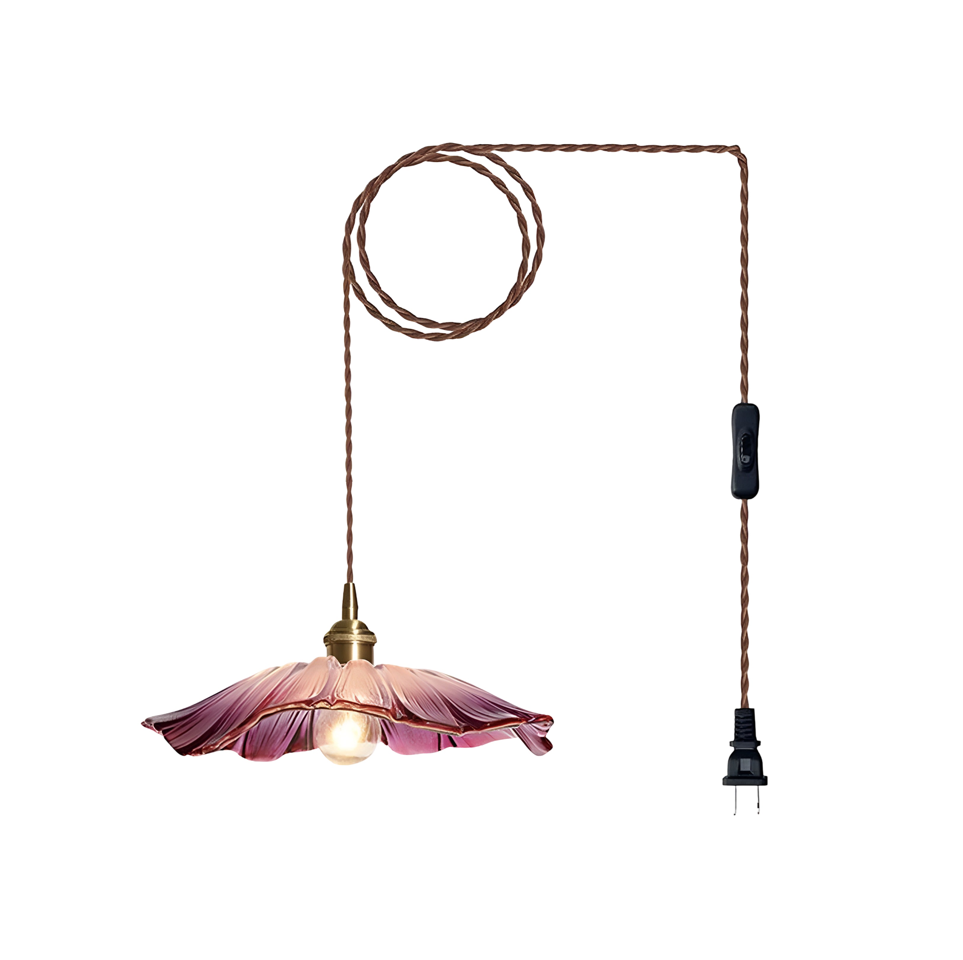 Flower Fluted Glass Pendant Light - Ruffled Shade Hanging Lamp