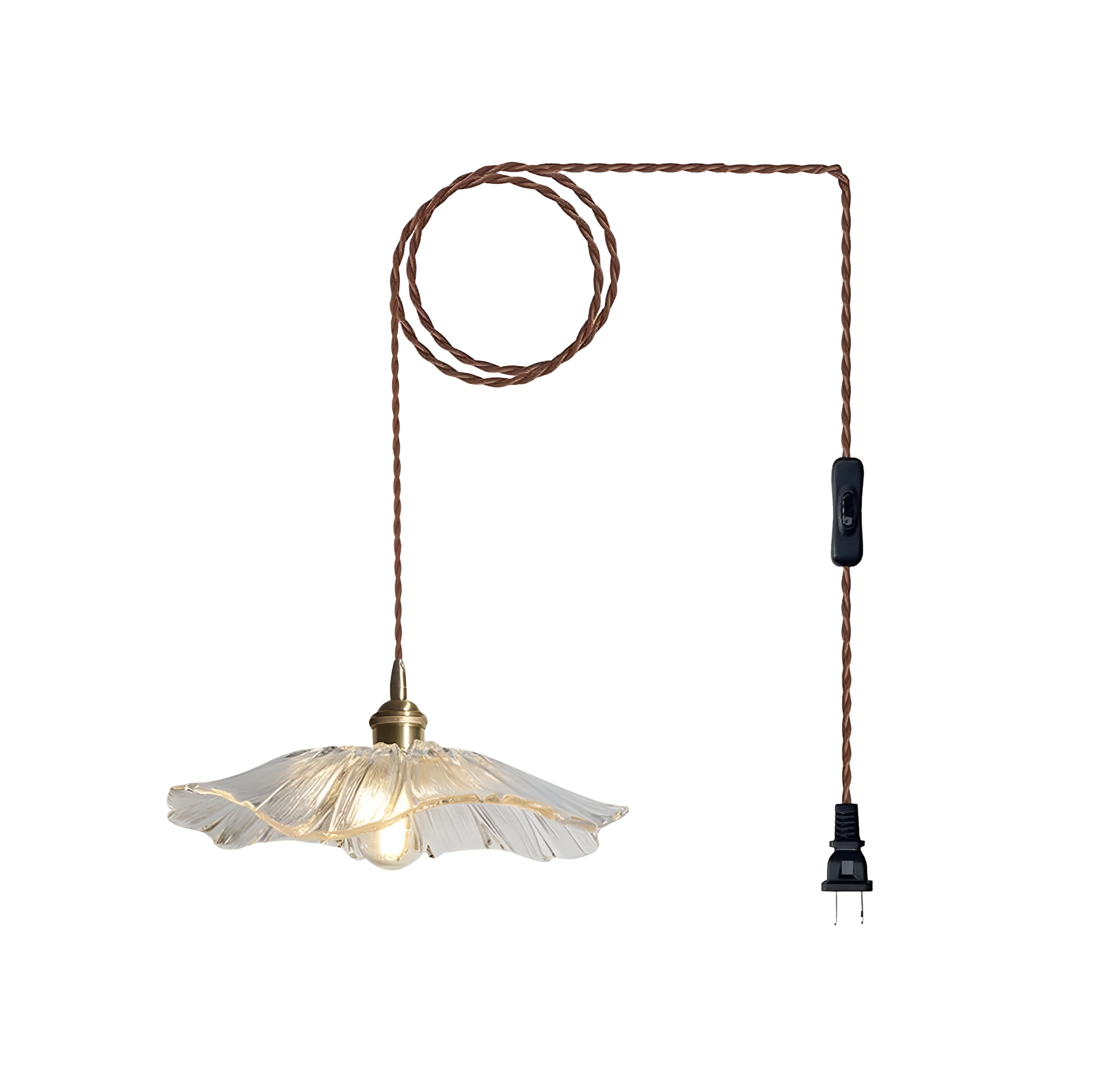 Flower Fluted Glass Pendant Light - Ruffled Shade Hanging Lamp