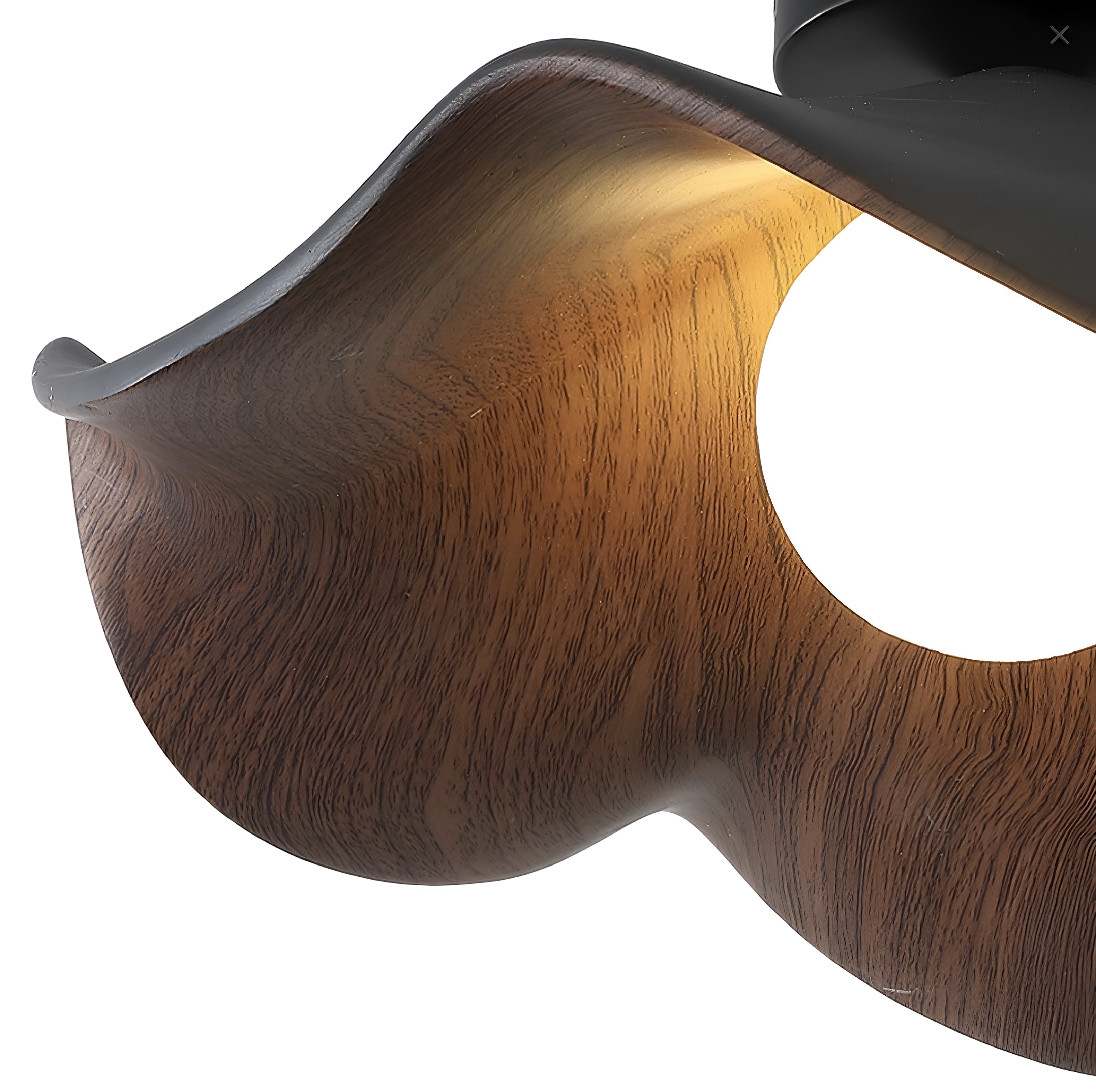 Modern Curved Wood Ceiling Light - Sculptural Semi-Flush Mount Fixture
