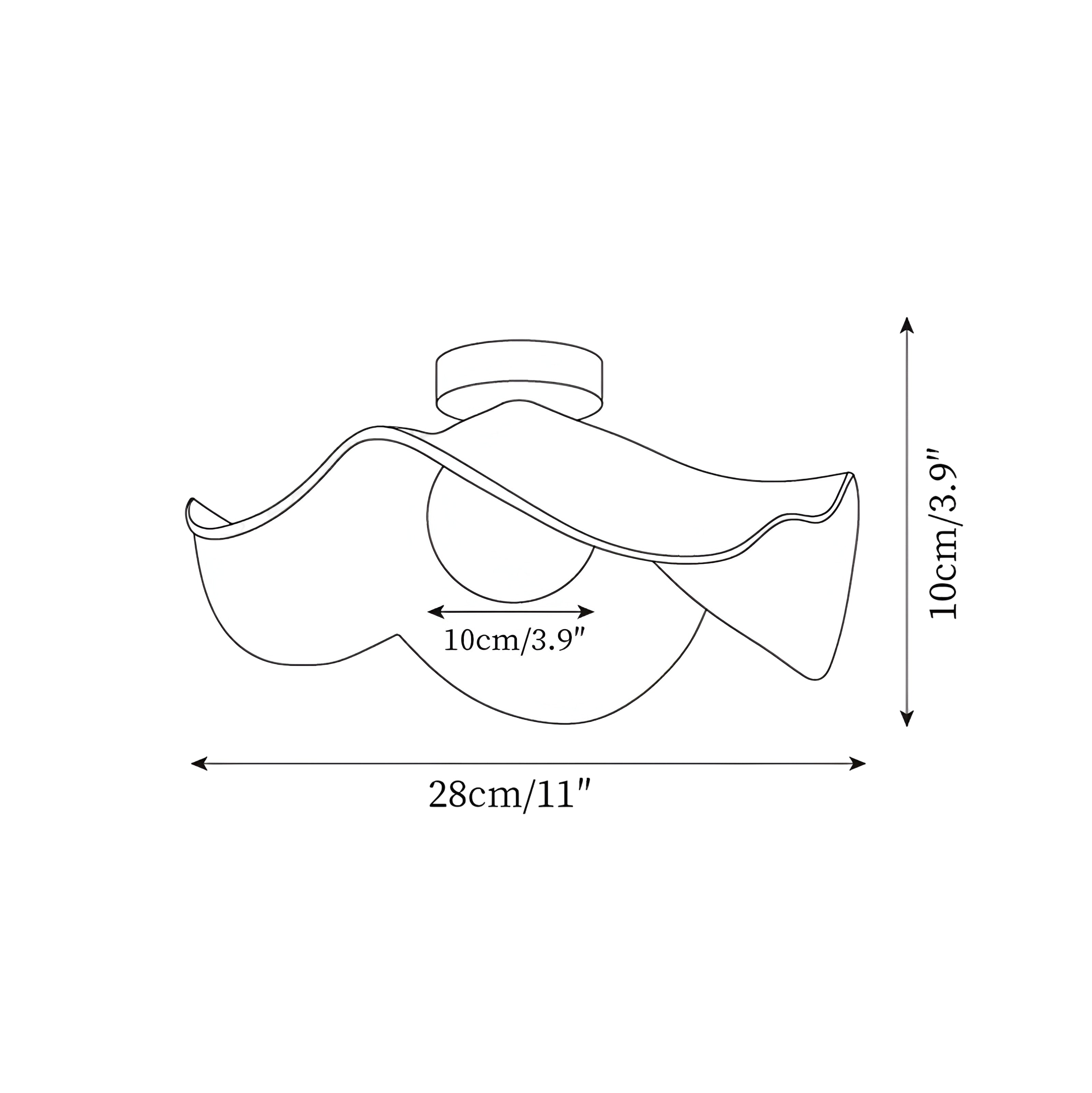 Modern Curved Wood Ceiling Light - Sculptural Semi-Flush Mount Fixture