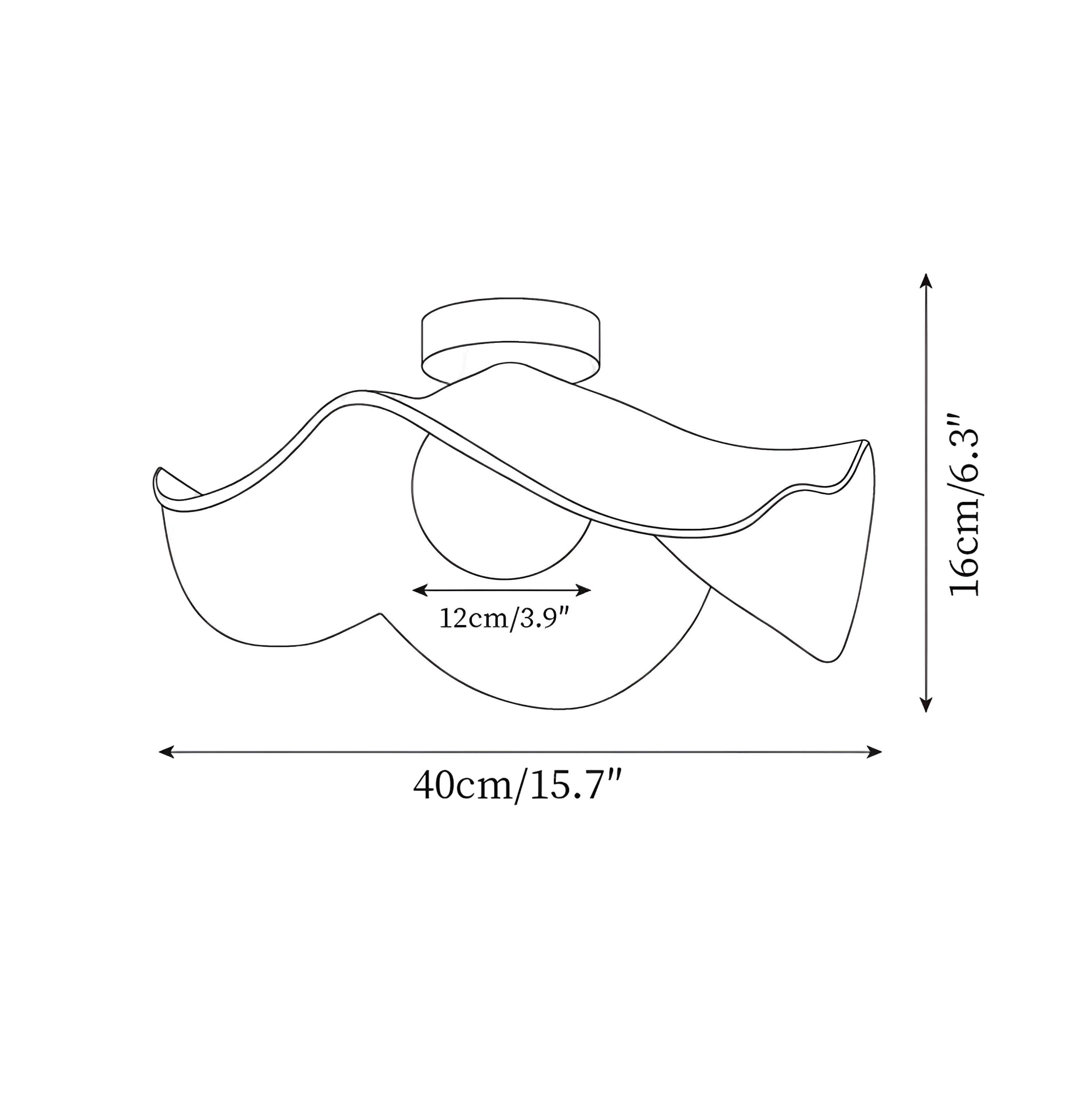 Modern Curved Wood Ceiling Light - Sculptural Semi-Flush Mount Fixture