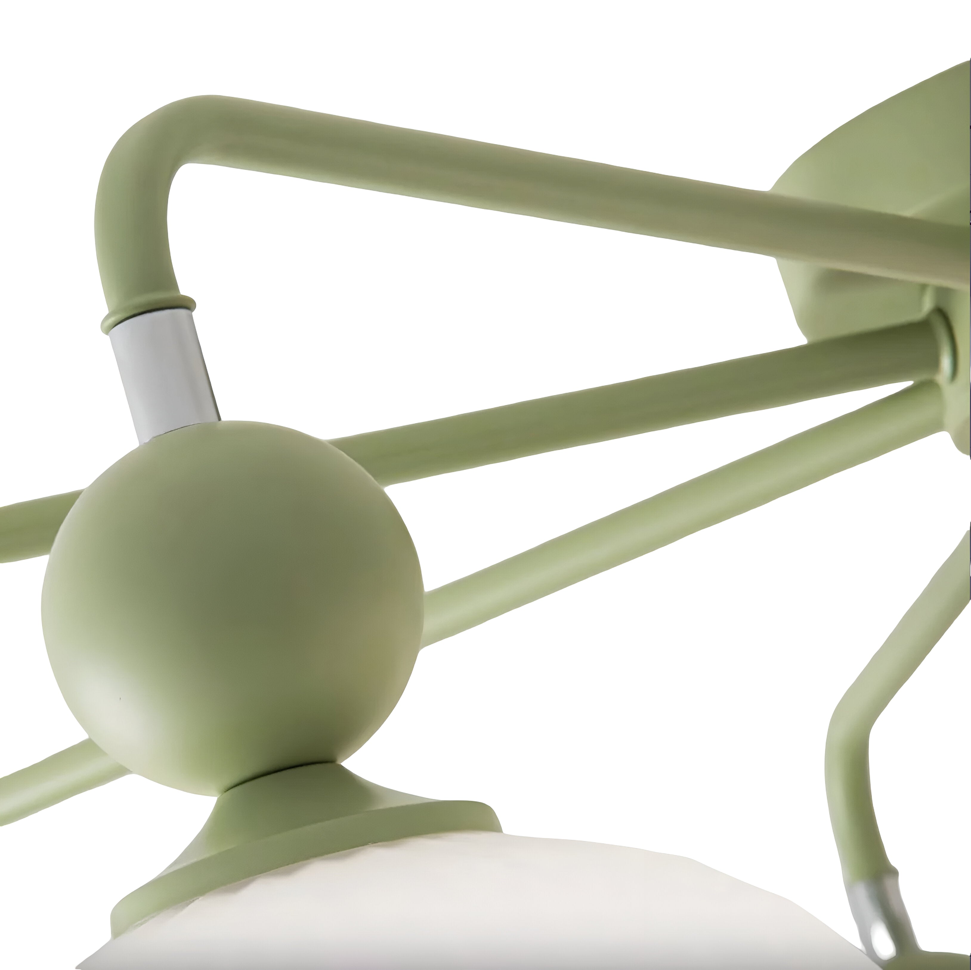 Sage Green Ceiling Chandelier - Ribbed Globe Shade Semi-Flush Mount Light