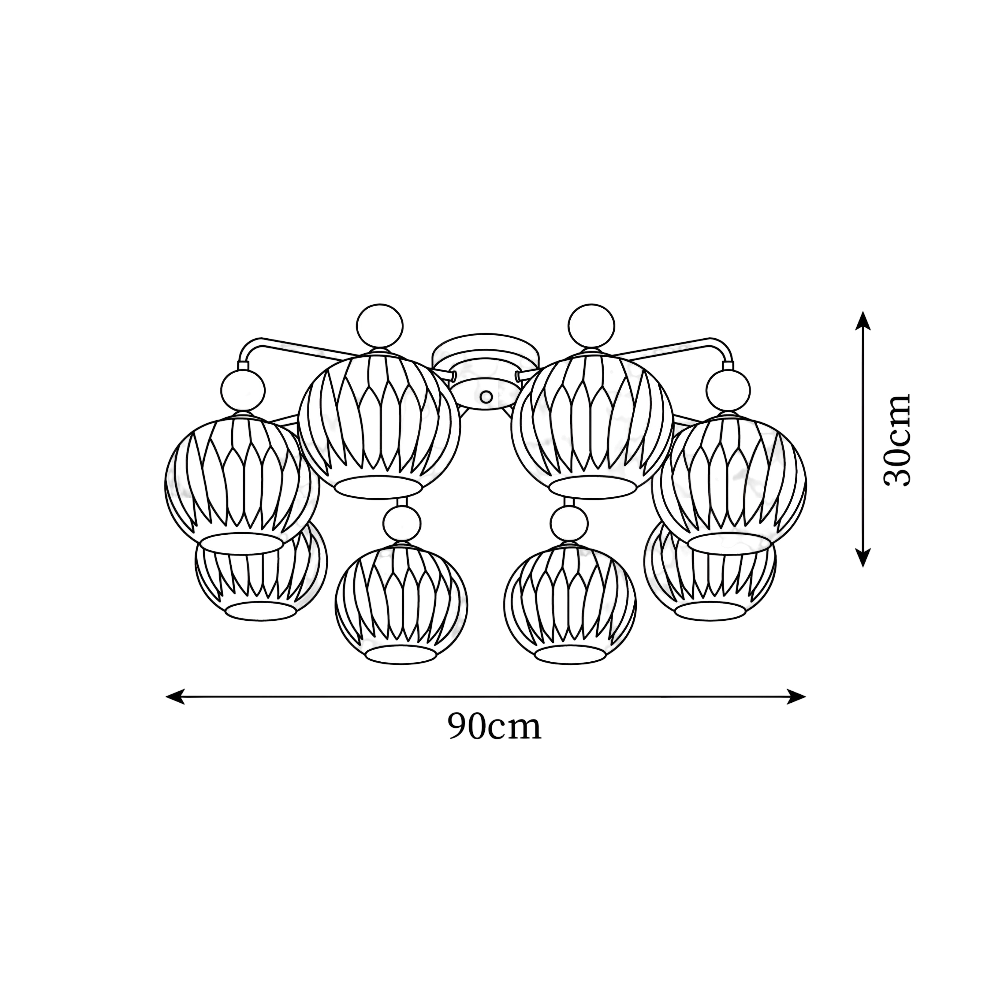 Sage Green Ceiling Chandelier - Ribbed Globe Shade Semi-Flush Mount Light