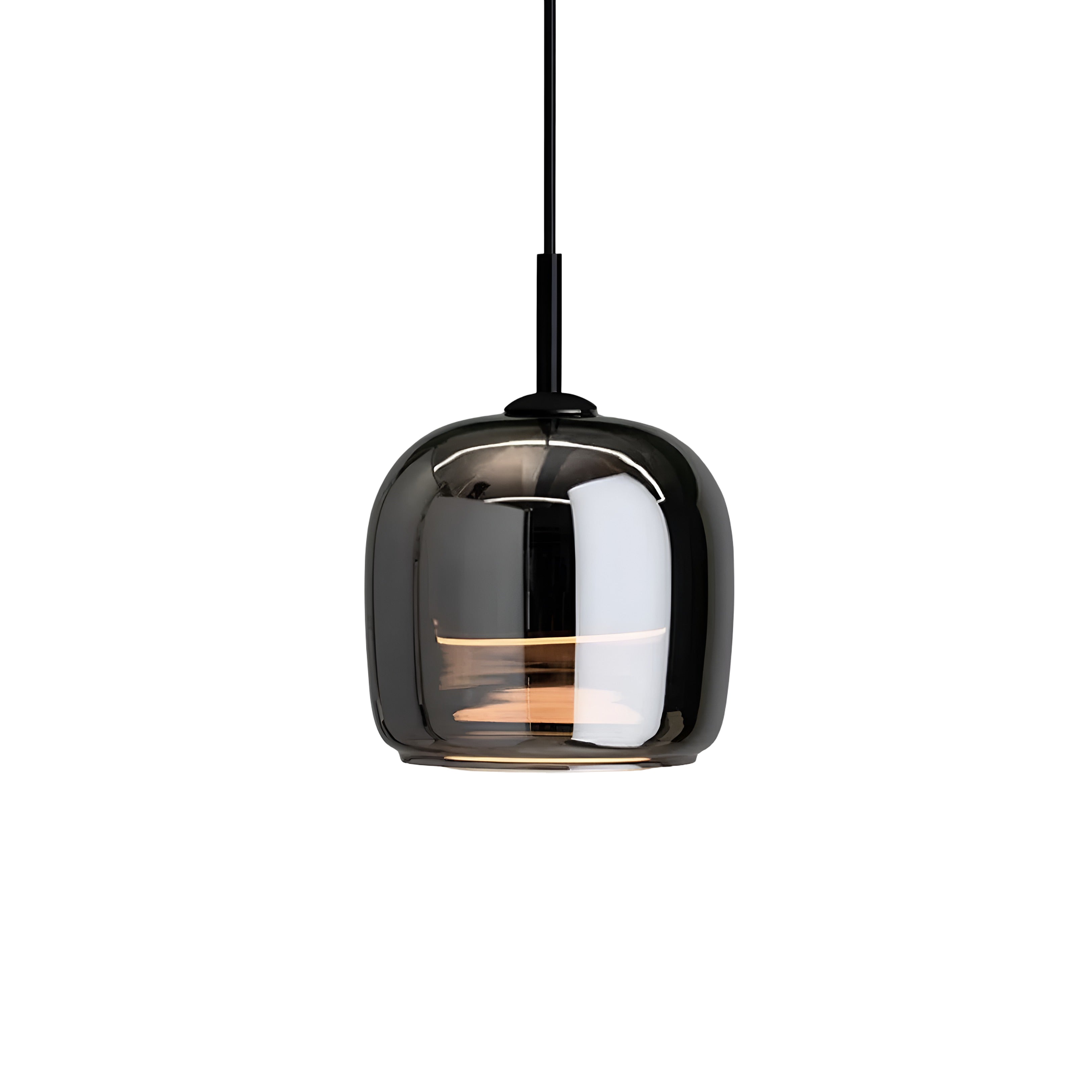 Modern Smoke Glass Pendant Light - Contemporary Oval Hanging Light