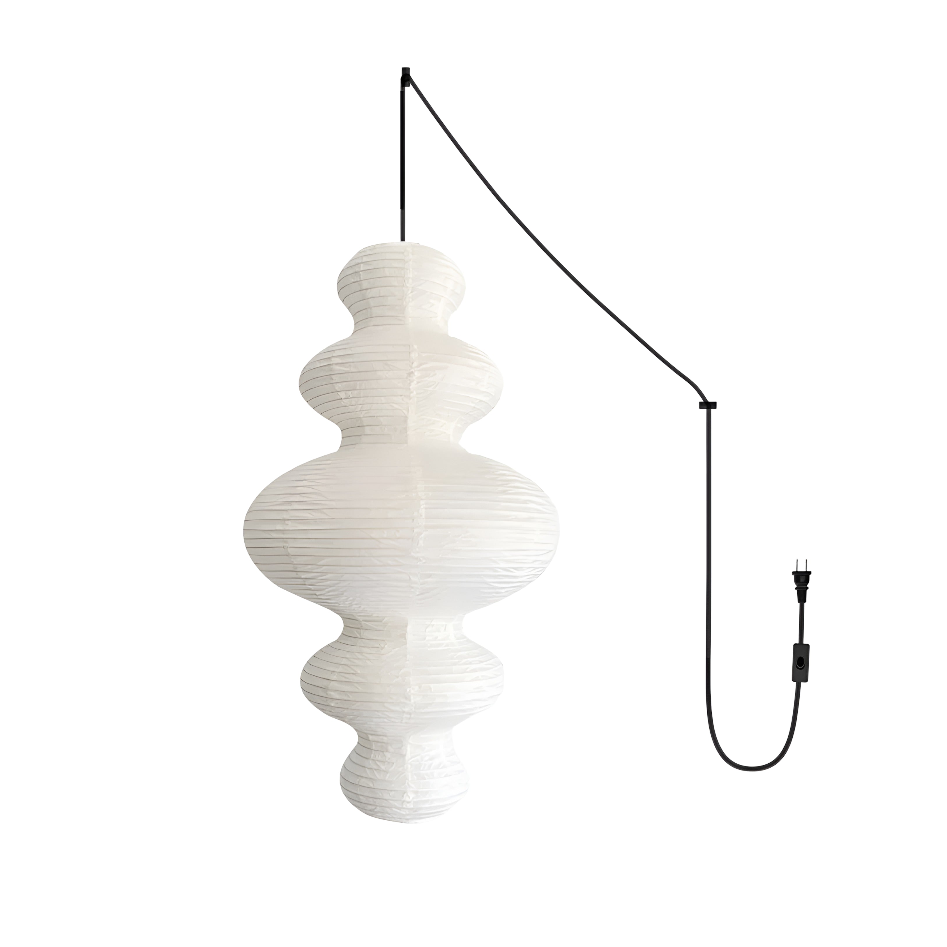 Sculptural Paper Pendant Light - Ribbed Lantern Style Hanging Light
