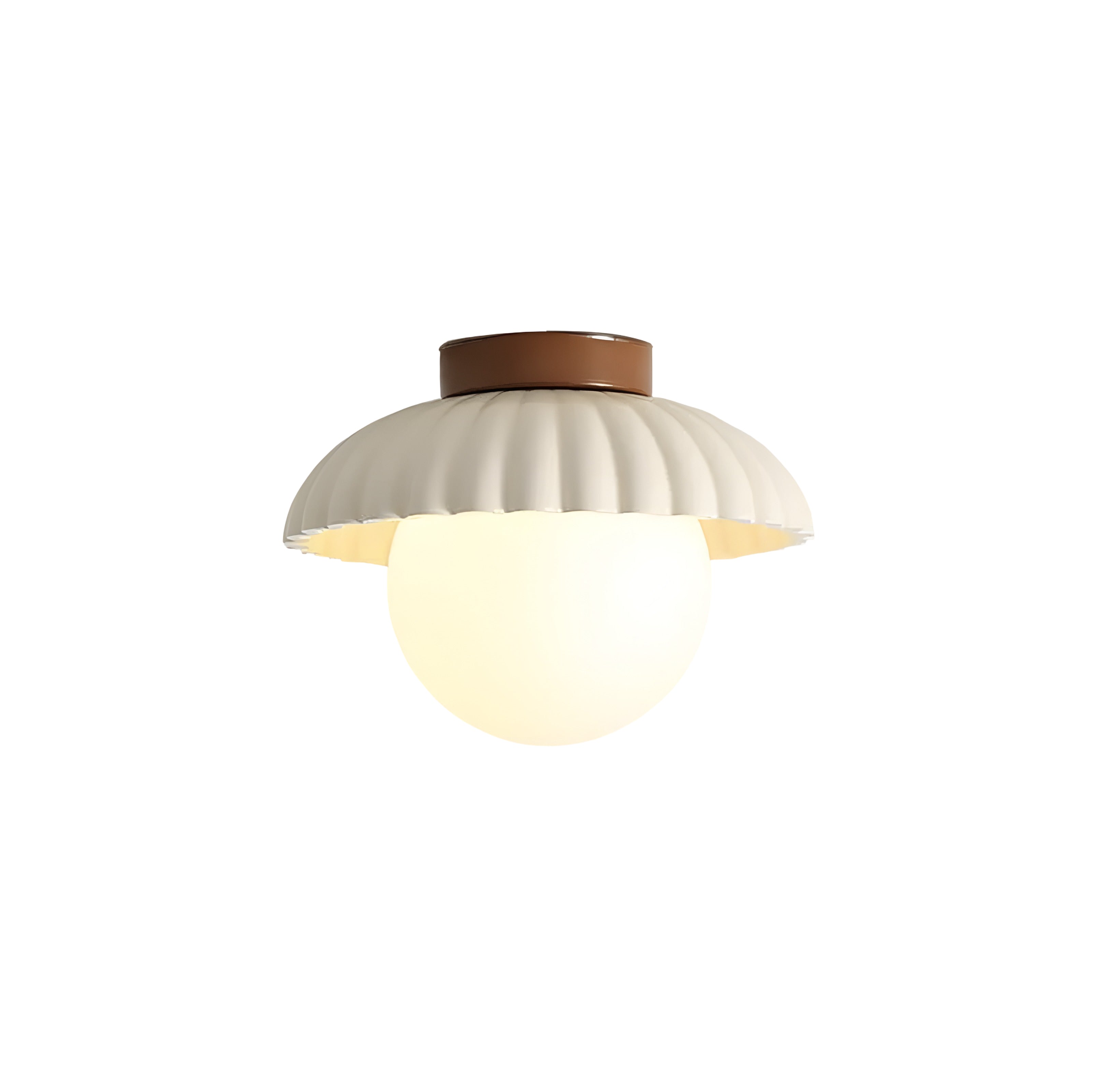 Fluted Dome Semi-Flush Mount Ceiling Light - Ribbed Shade with Globe Bulb